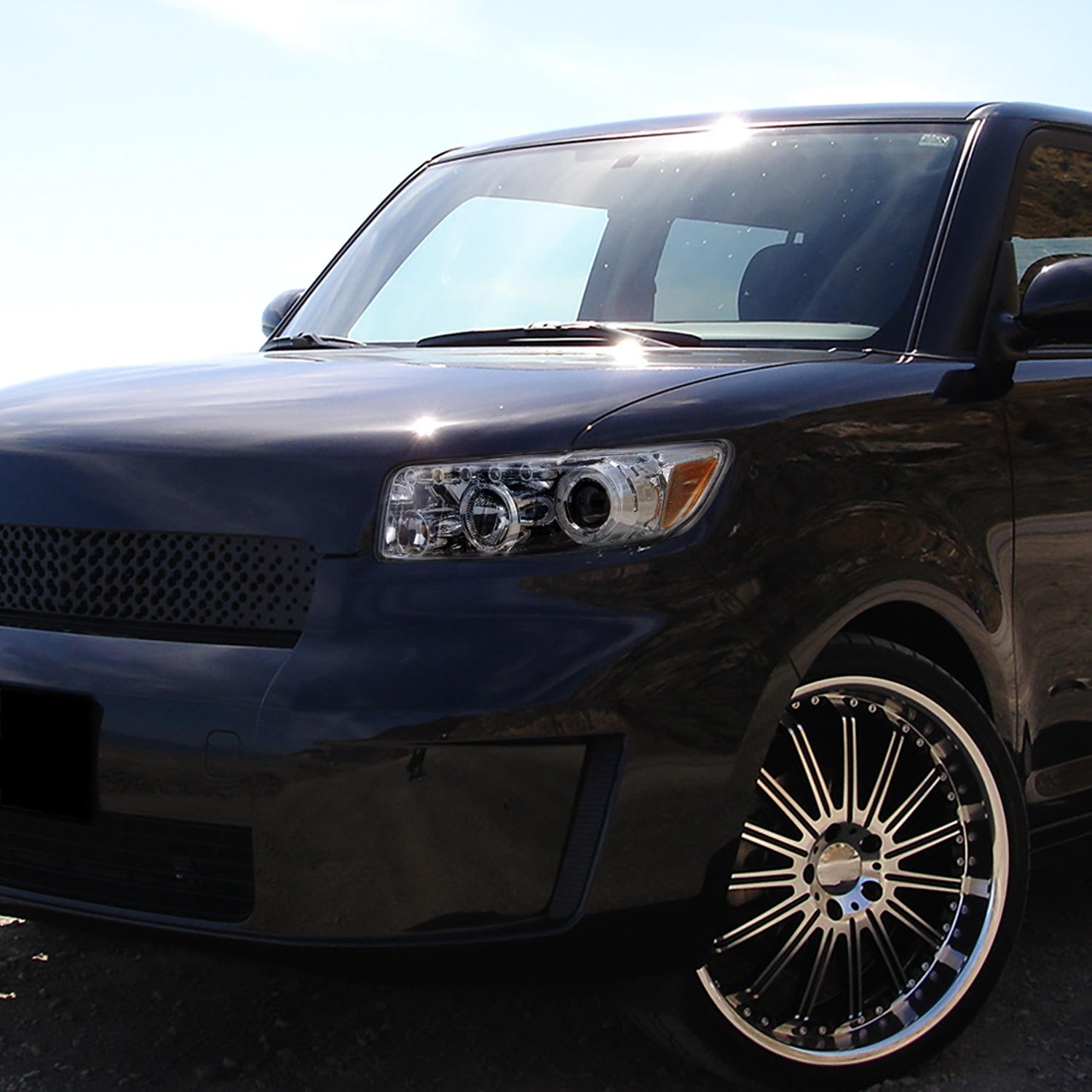 2008-2010 Scion xB Single Halo Projector Headlights Chrome/Clear Lens