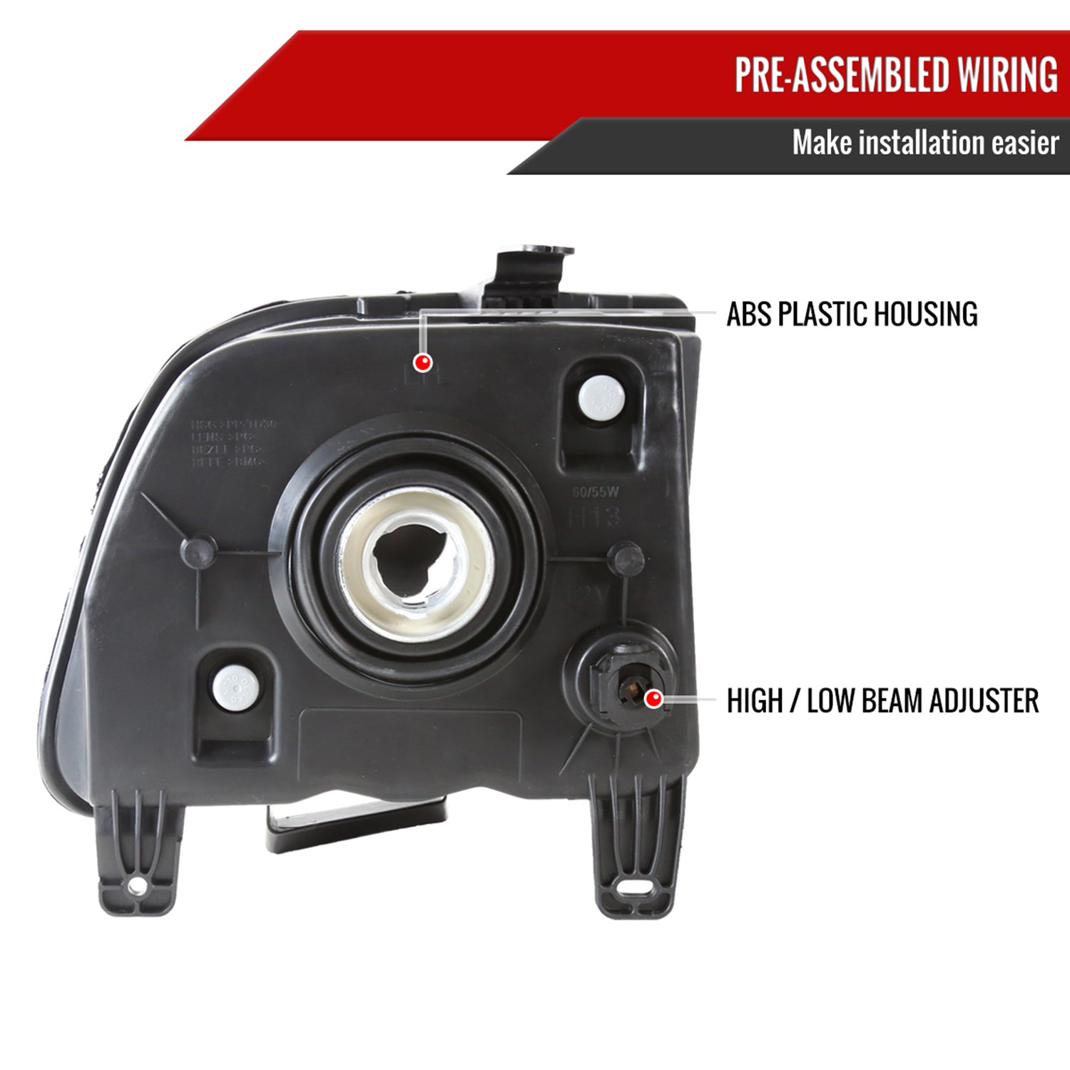 2005-2009 Ford Mustang Factory Style Headlights Matte Black/Clear Lens