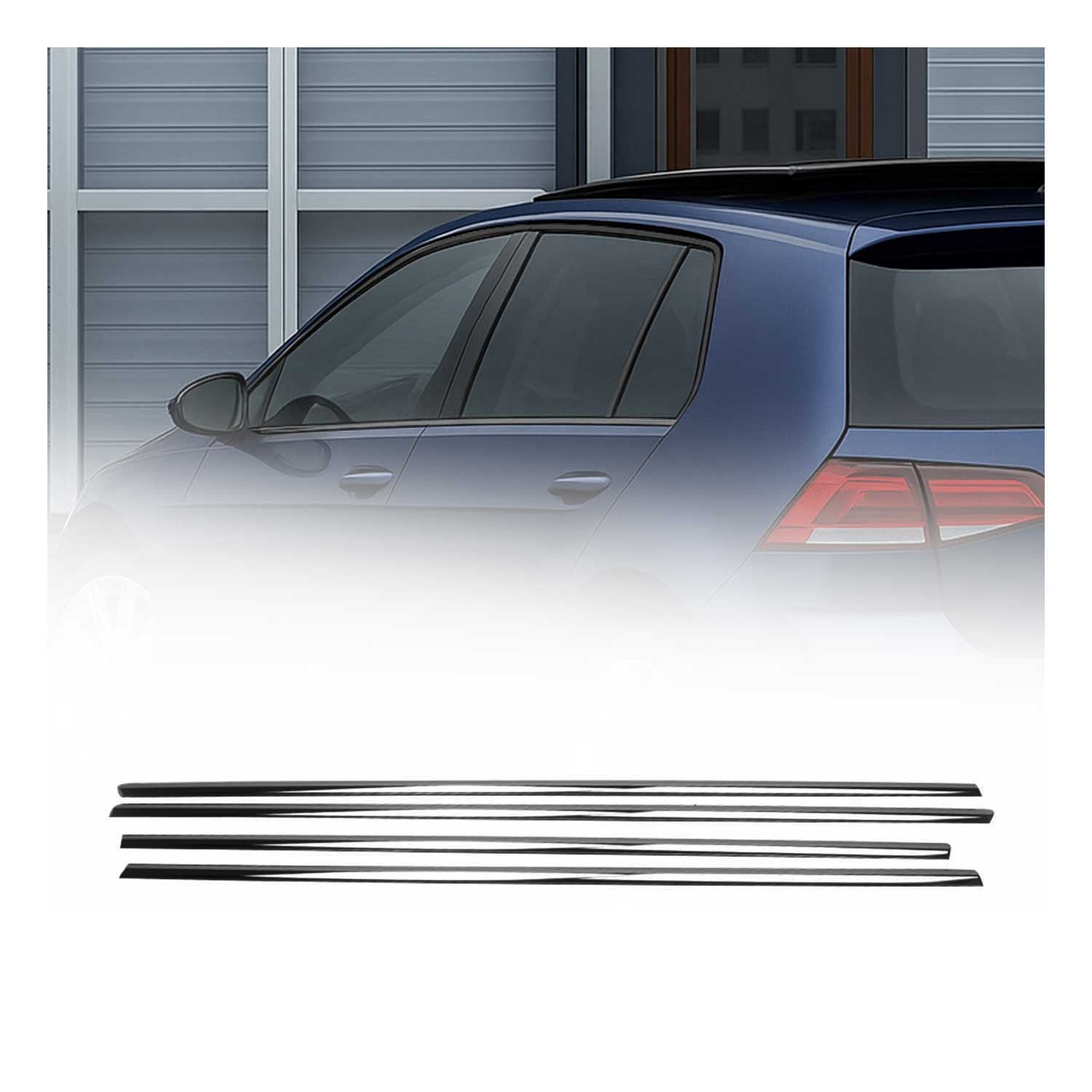 2015-2021 VW Golf Mk7 Window Molding Trim Streamer Stainless Steel Dark 4Pcs