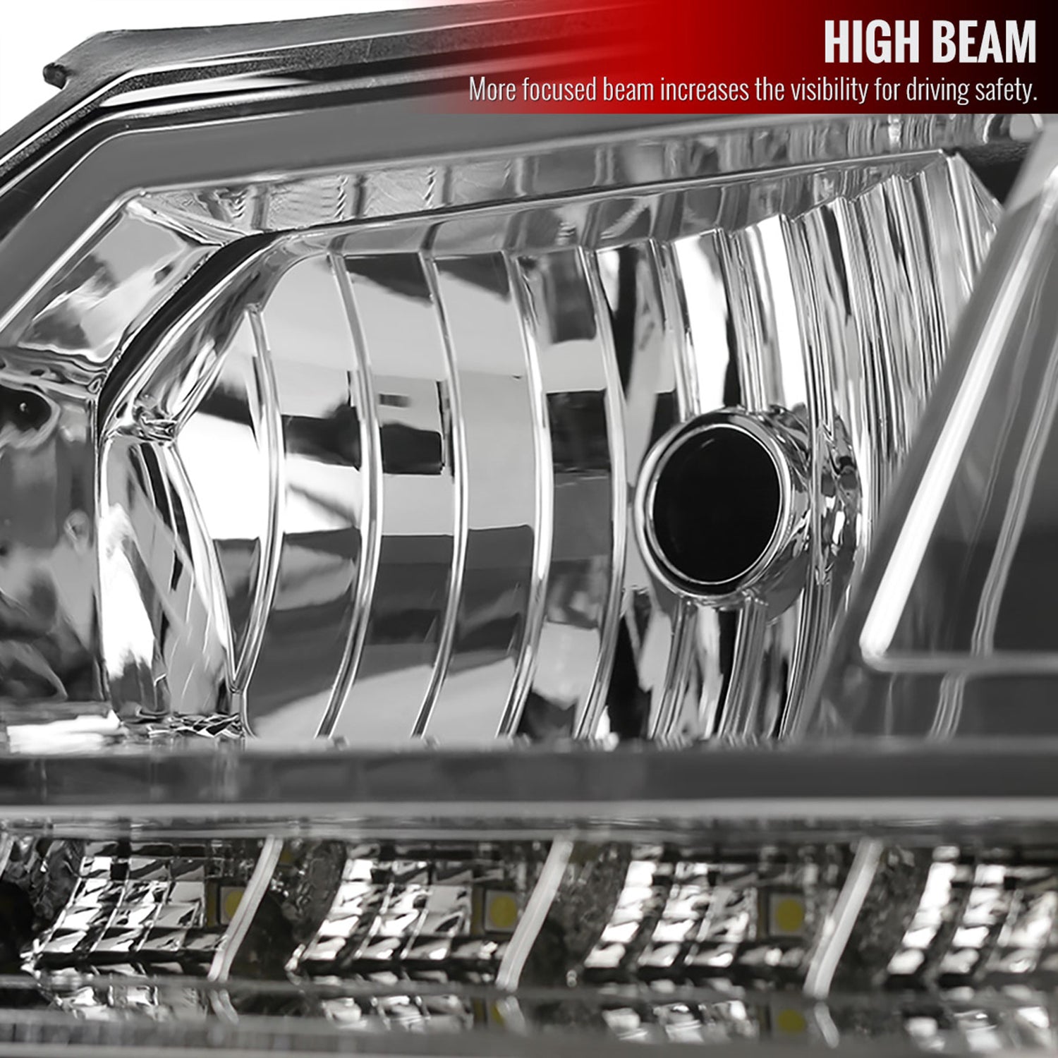 2000-2005 Chevy Impala Crystal Headlights w/ SMD LED Light Strip Chrome/Clear