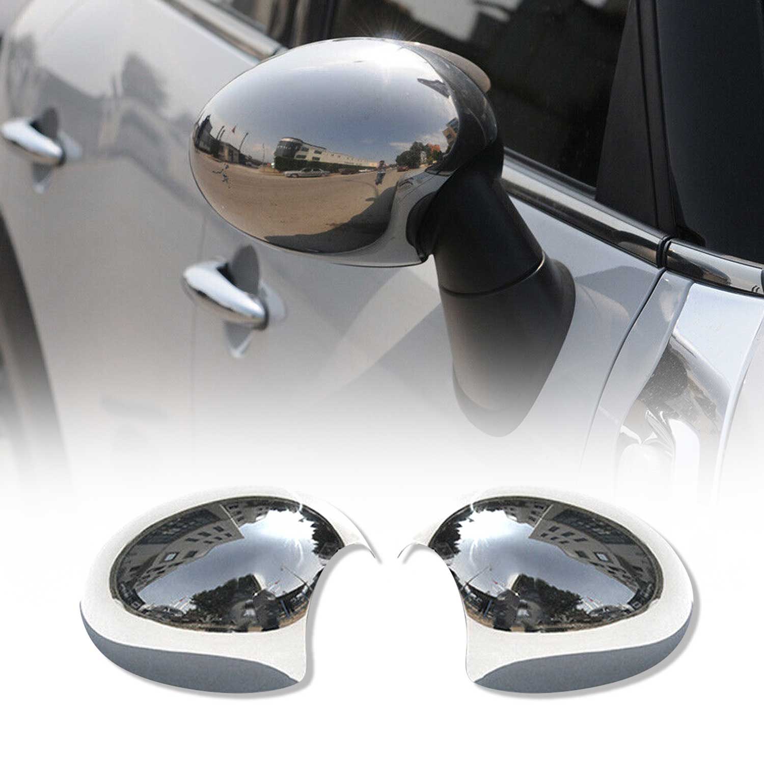 2013-2015 Mini Cooper Coupe R58 Side Mirror Cover Caps S. Steel 2Pcs