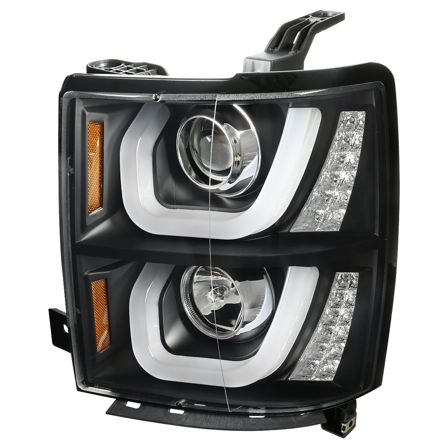 2014-2015 Chevy Silverado 1500 LED U-Bar Headlights LED Signal Lights Black