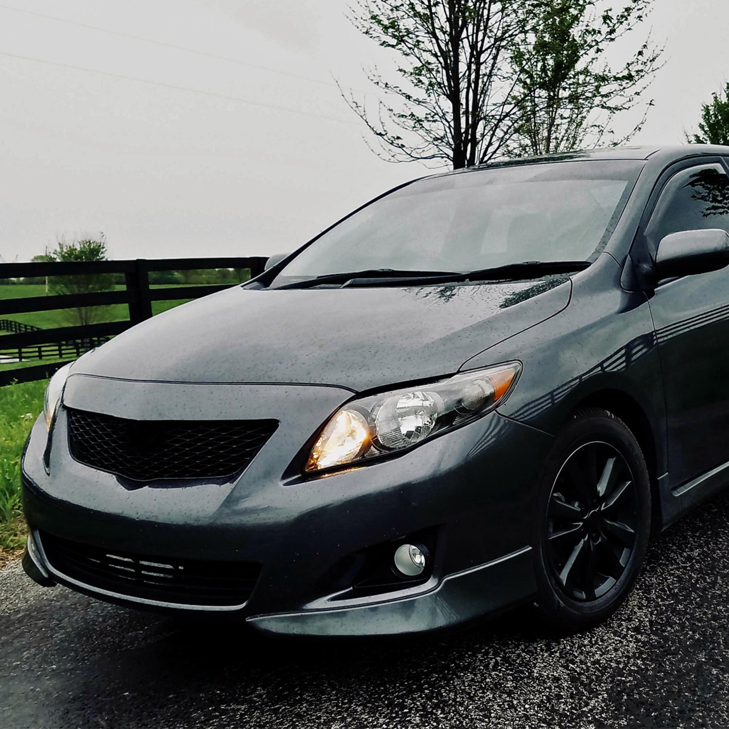 2009-2010 Toyota Corolla Factory Crystal Headlights Amber Reflector Matt Black