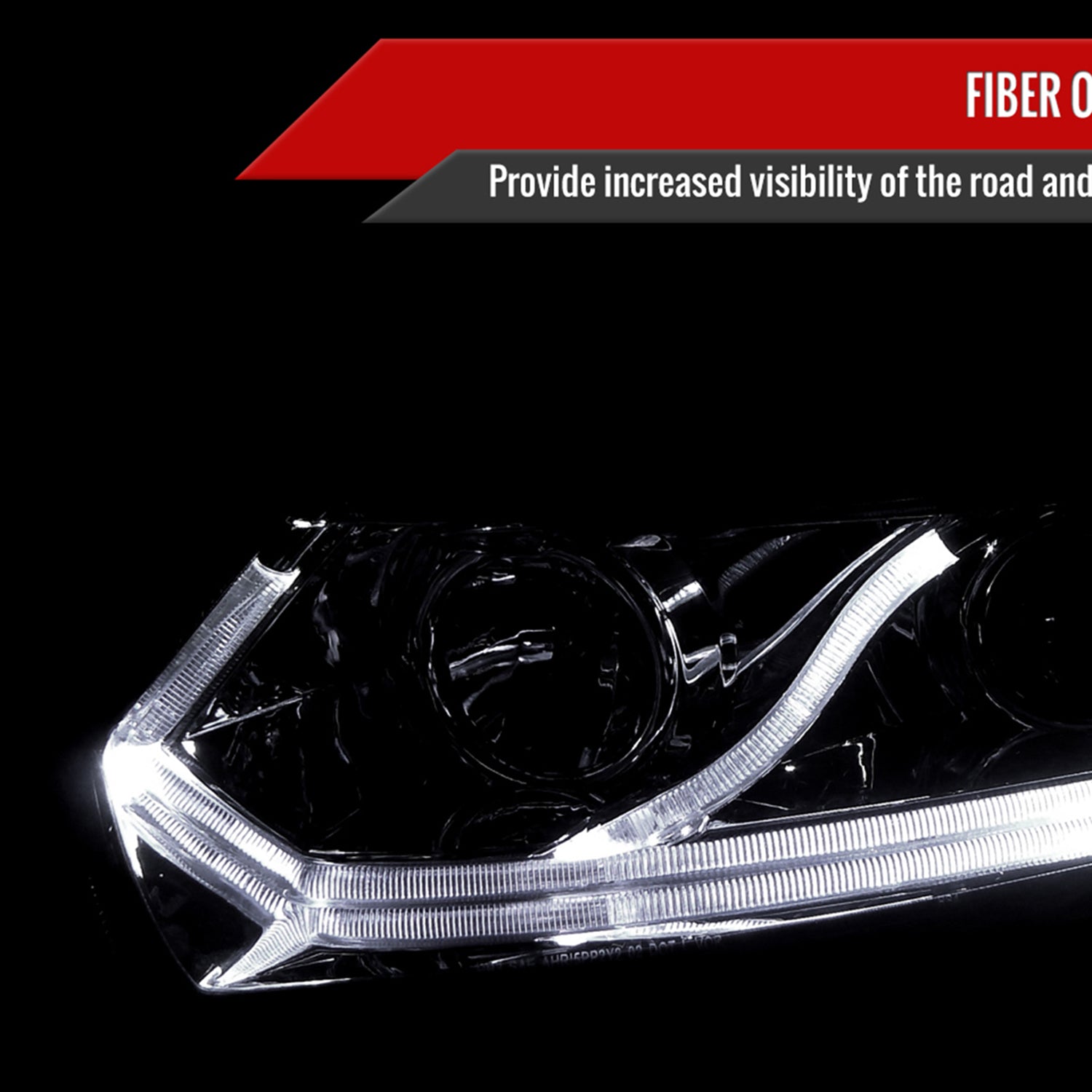 2006-2011 Honda Civic Coupe Projector Headlights LED Light Strips Chrome/Clear