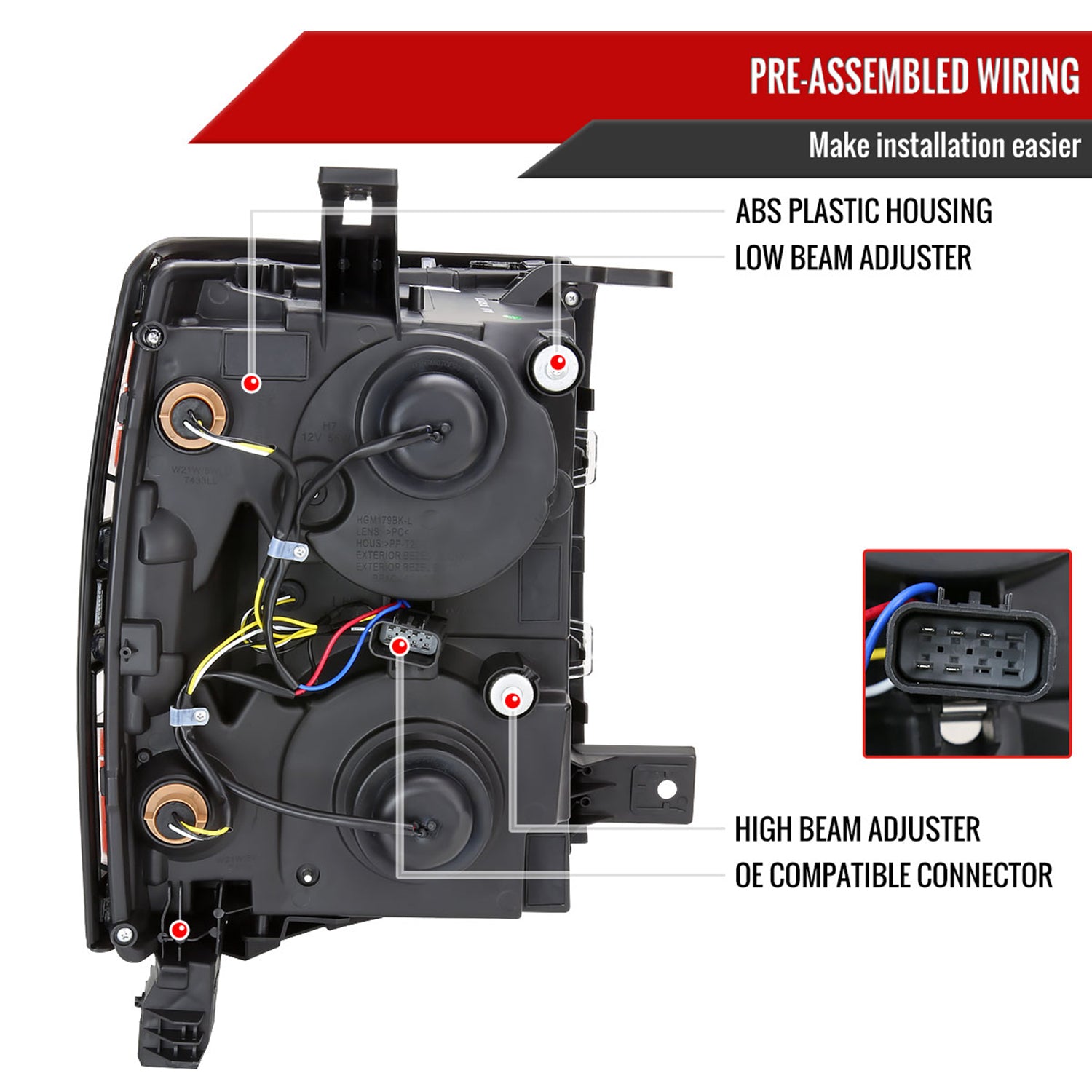 2014-2015 Chevy Silverado 1500 Sequential LED Bar Projector Headlights Chrome