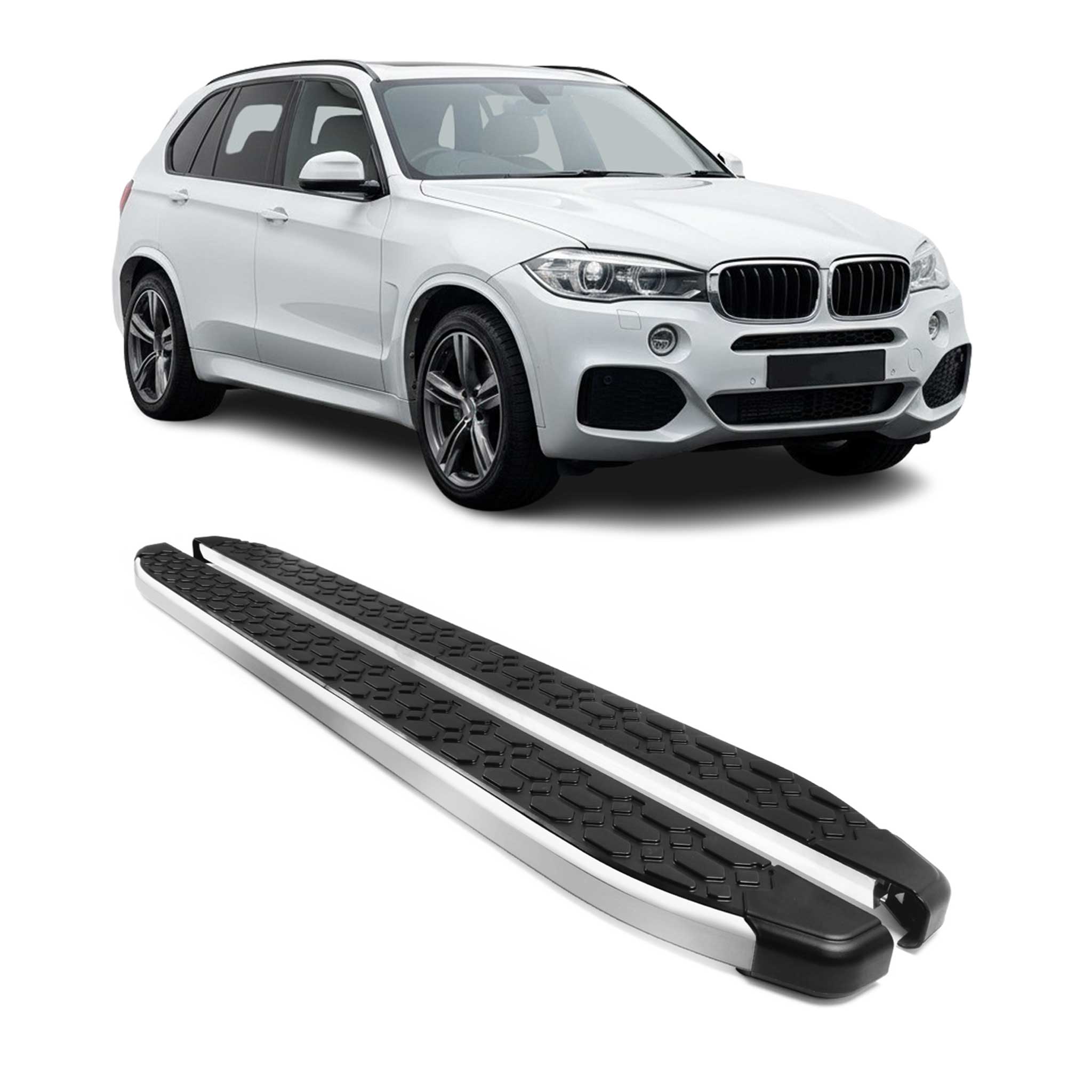 2014-2018 BMW X5 F15-F85 Running Boards Side Steps Silver & Black