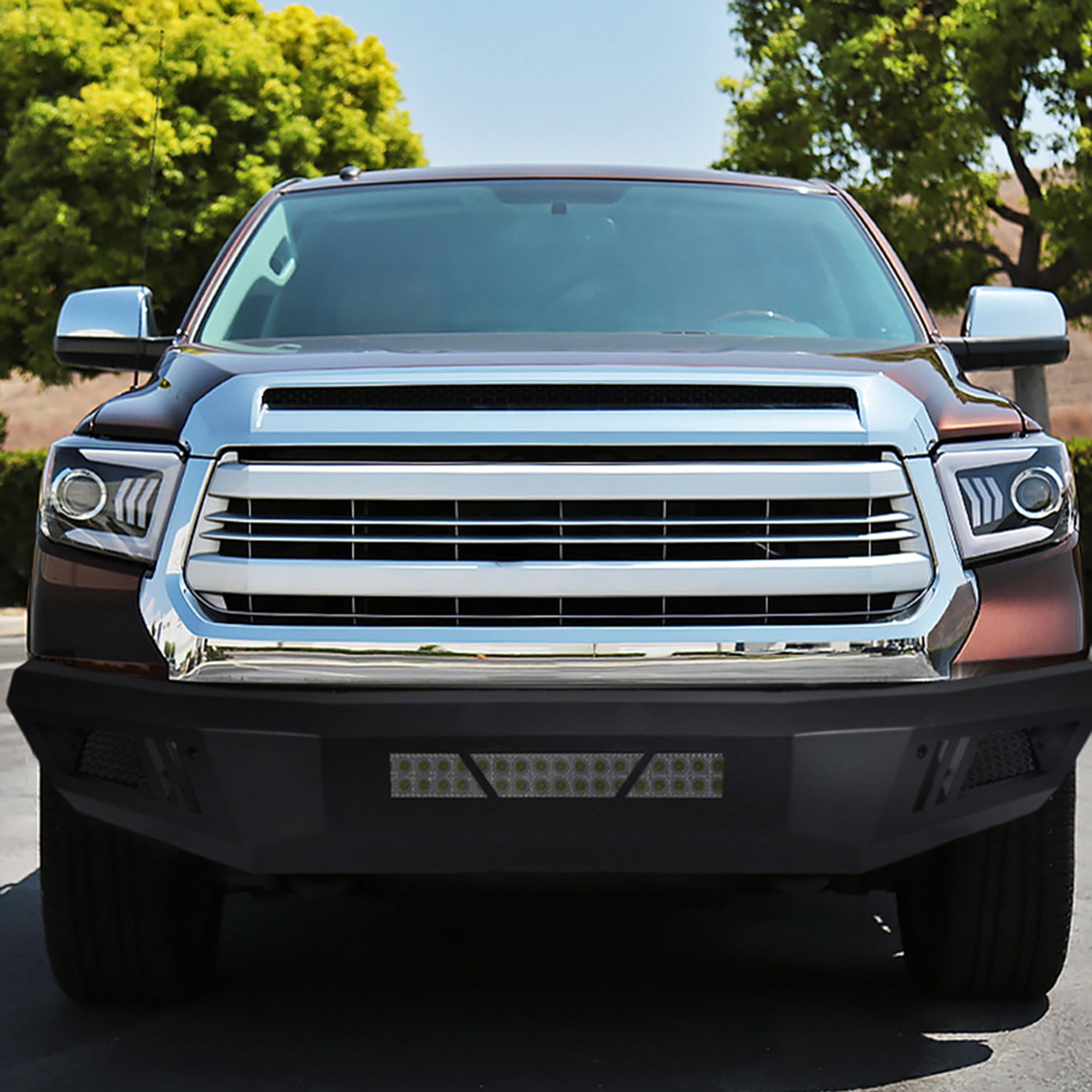 2014-2021 Toyota Tundra Black Heavy Duty Steel Front Bumper & LED Light Ports