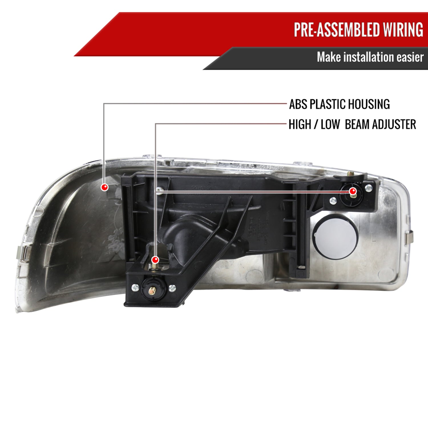 1999-2006 GMC Sierra/Yukonk/Yukon XL Crystal Headlights Amber Reflector Chrome