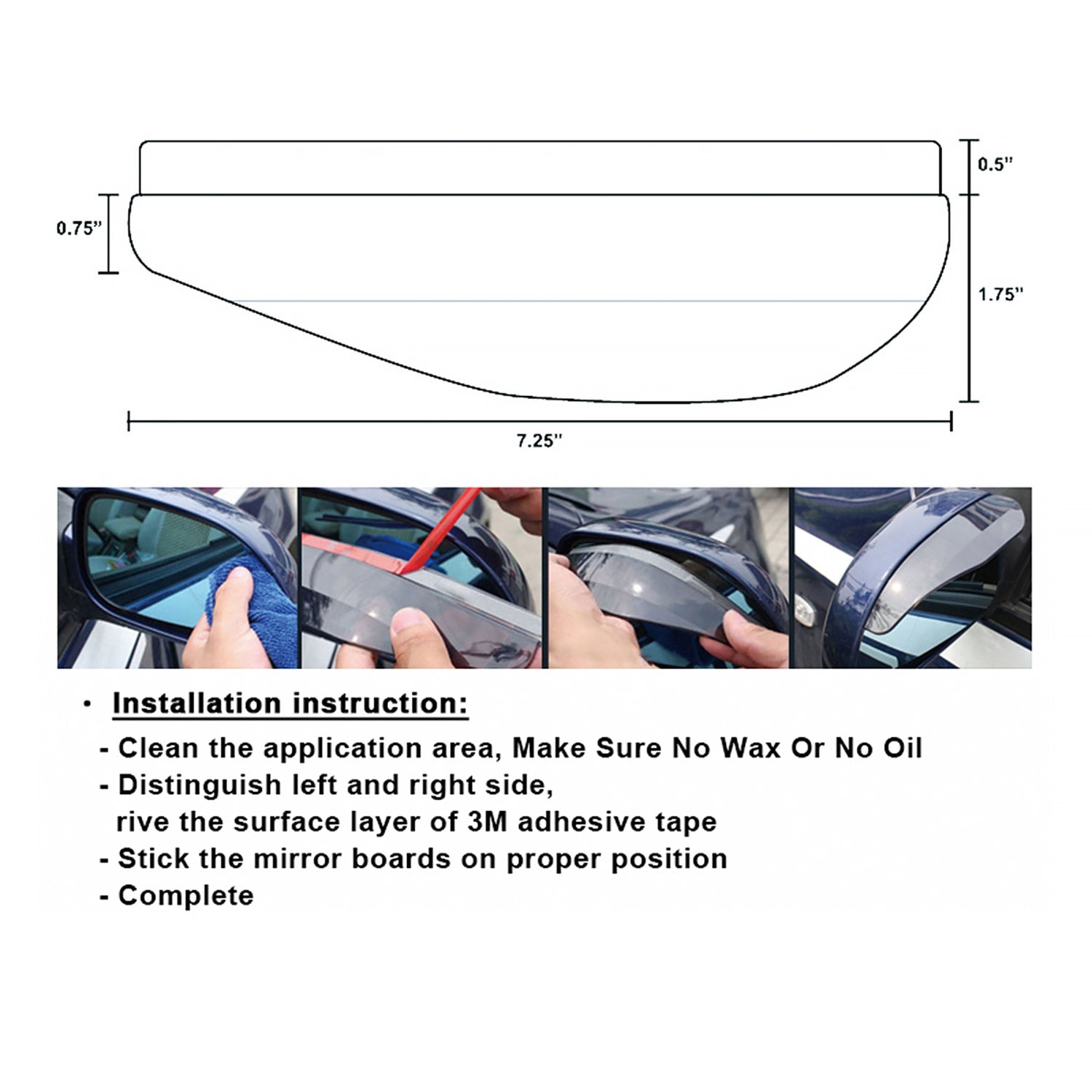 Universal Smoke PVC Plastic Car Rear View Side Mirror Rain Board Eyebrow 2Pcs