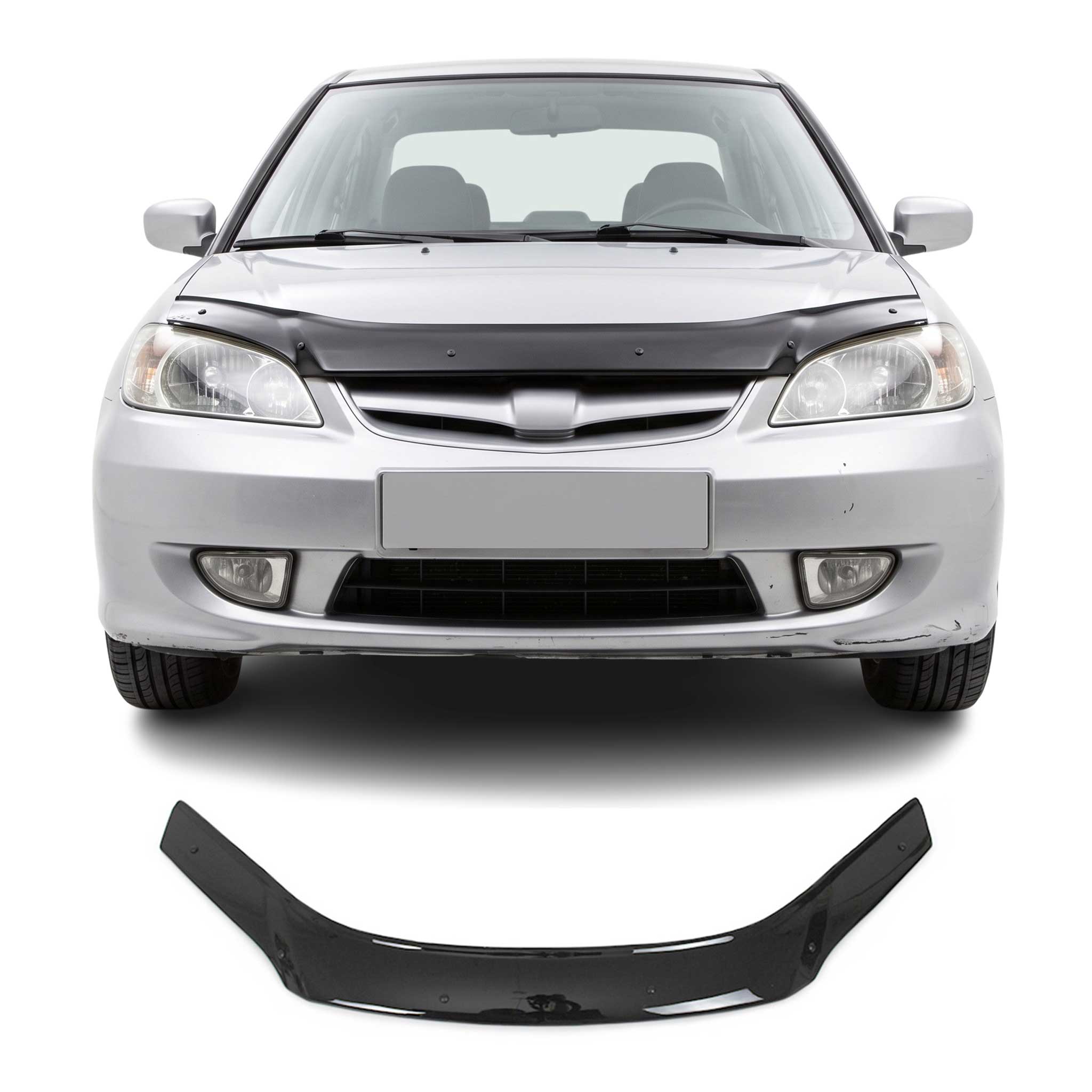 2001-2005 Honda Civic Sedan Front Bug Shield Hood Deflector 1 Pc Smoke