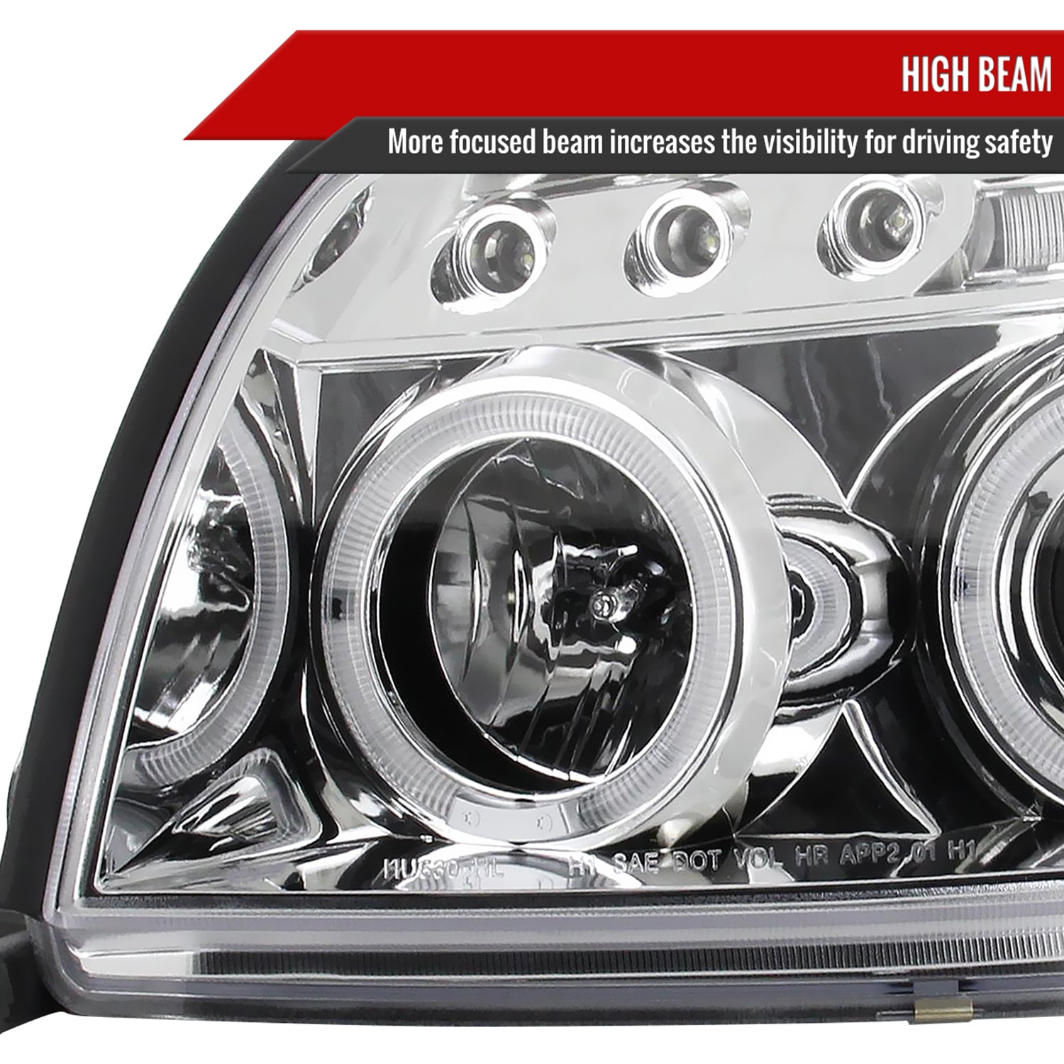 2003-2005 Toyota 4Runner Dual Halo Projector Headlights Chrome/Clear Lens