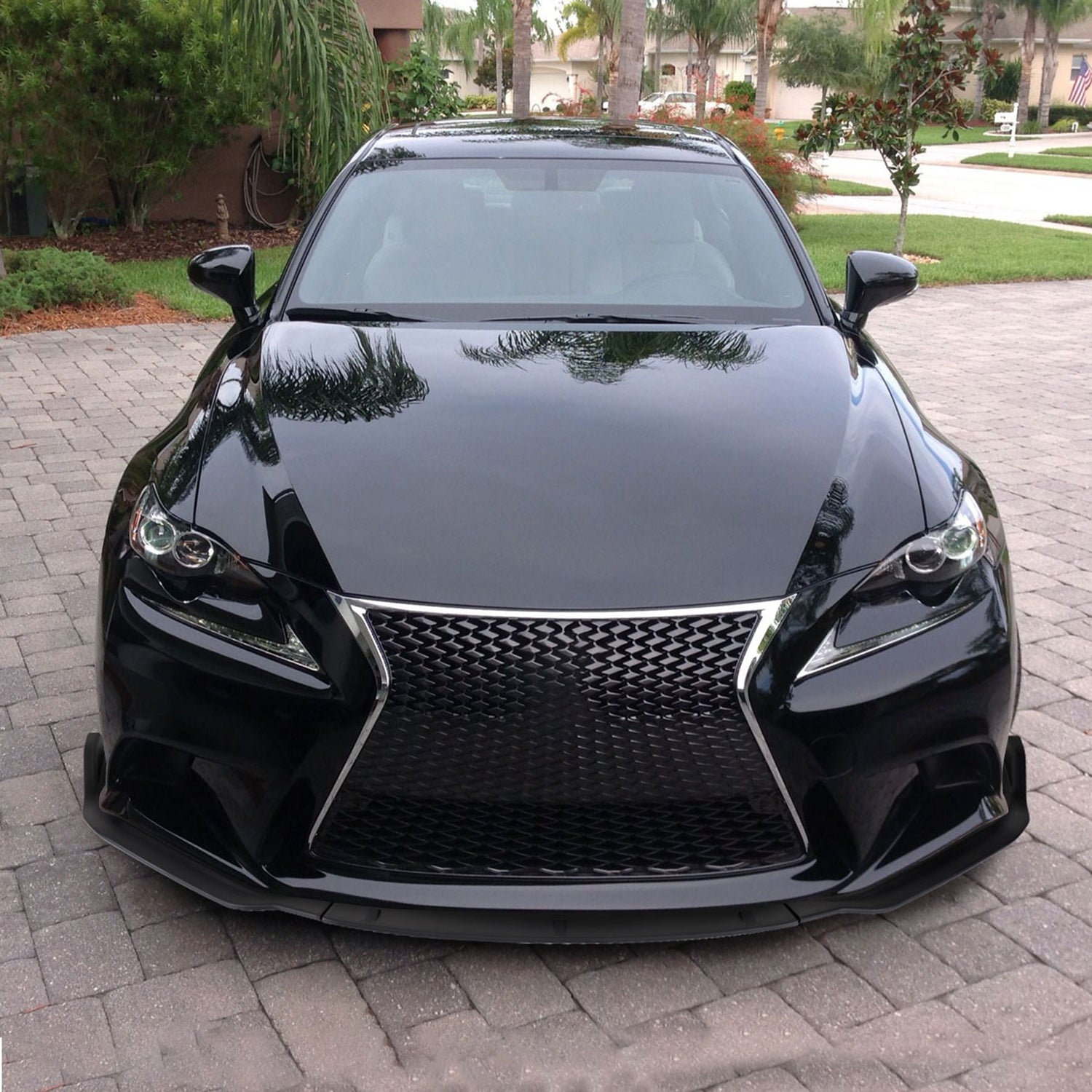 2014-2016 Lexus IS250 F-Sport Matte Black 3PC Front Bumper Lip Splitter Kit