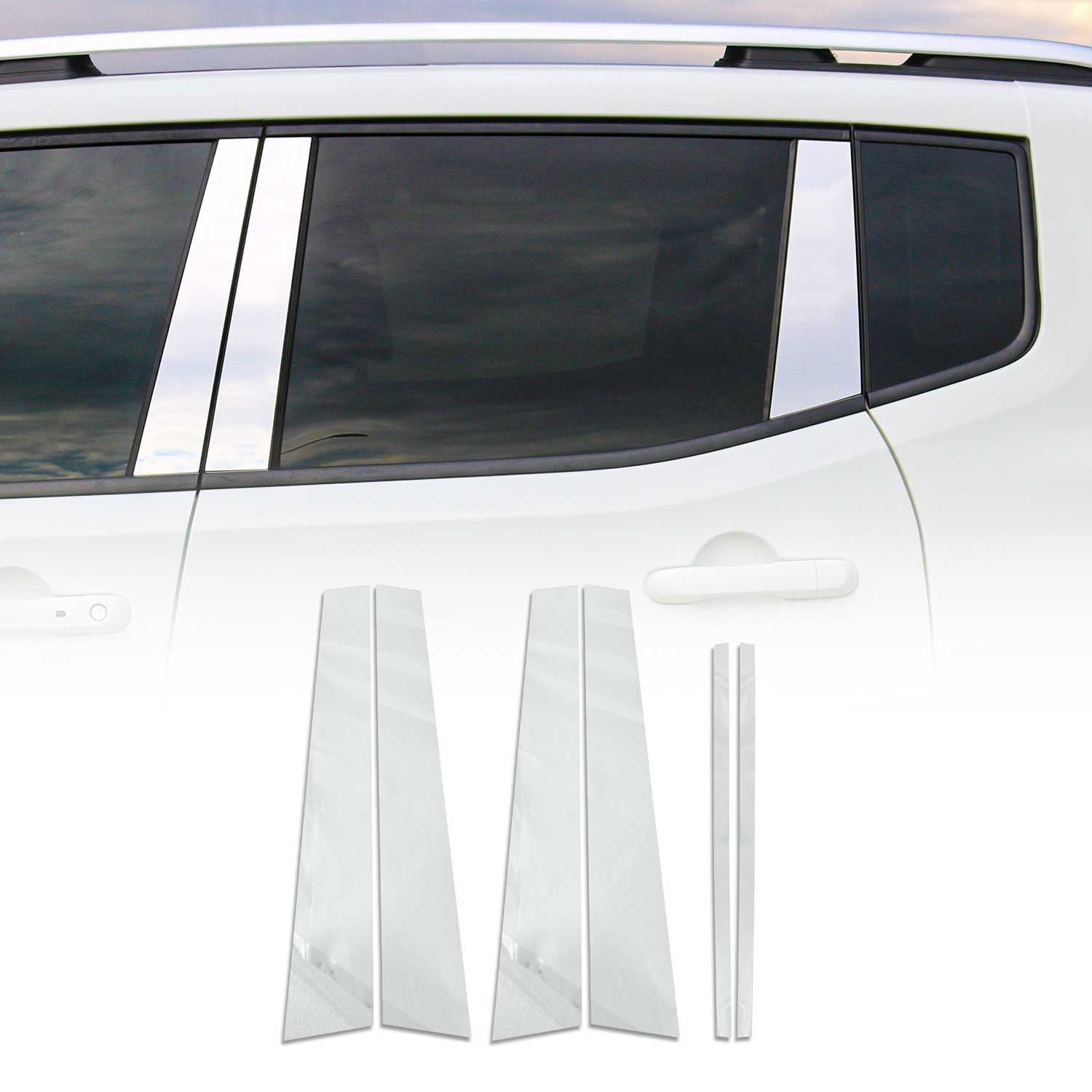 2008-2015 Land Rover LR2 Window B Pillar Posts Door Trim Stainless Steel Silver 6x