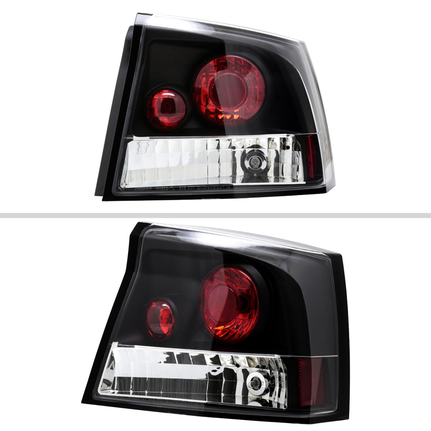 2005-2008 Dodge Charger Tail Lights Matte Black Housing/Clear Lens