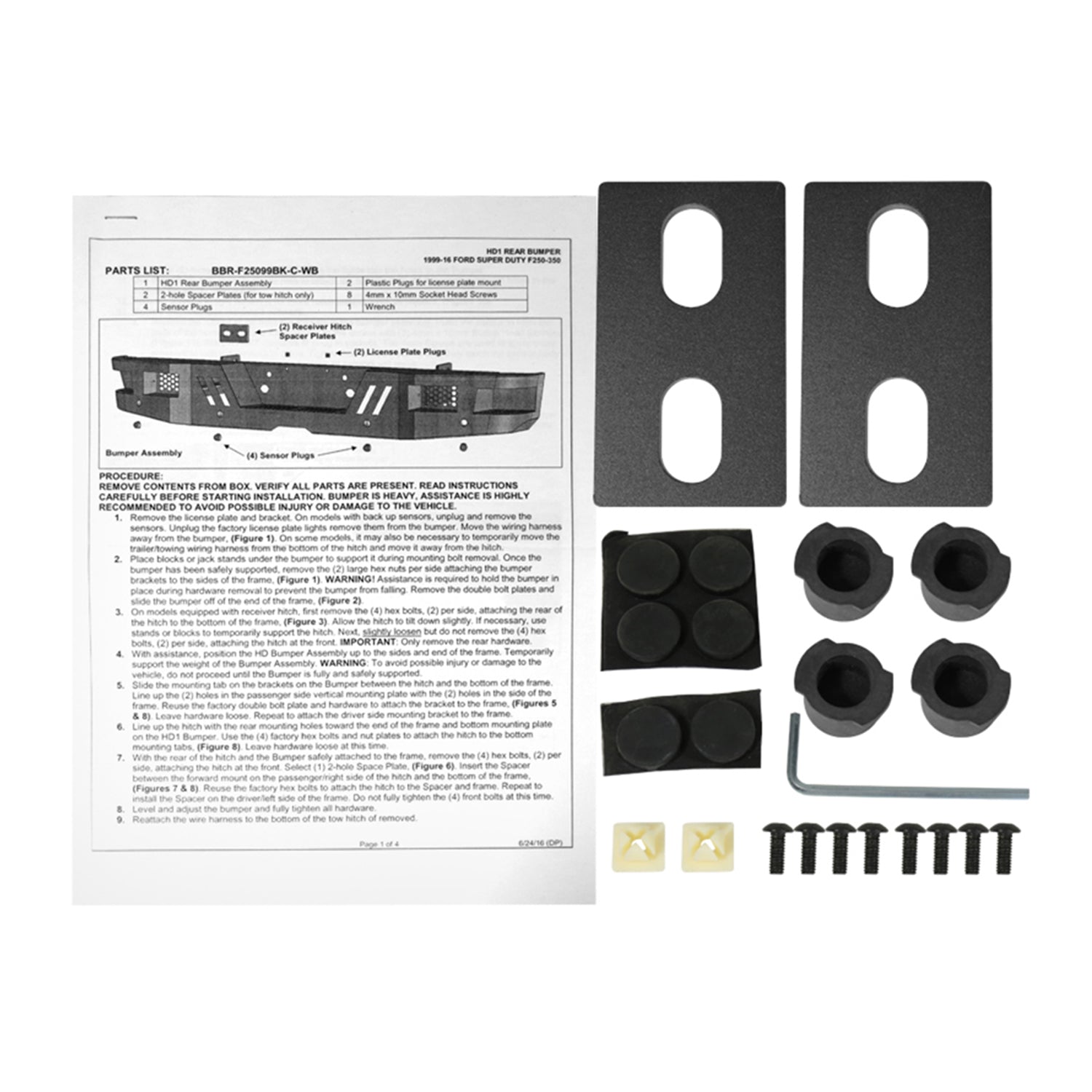 1999-2016 Ford F-250/F-350 Black Heavy Duty Steel Rear Step Bumper