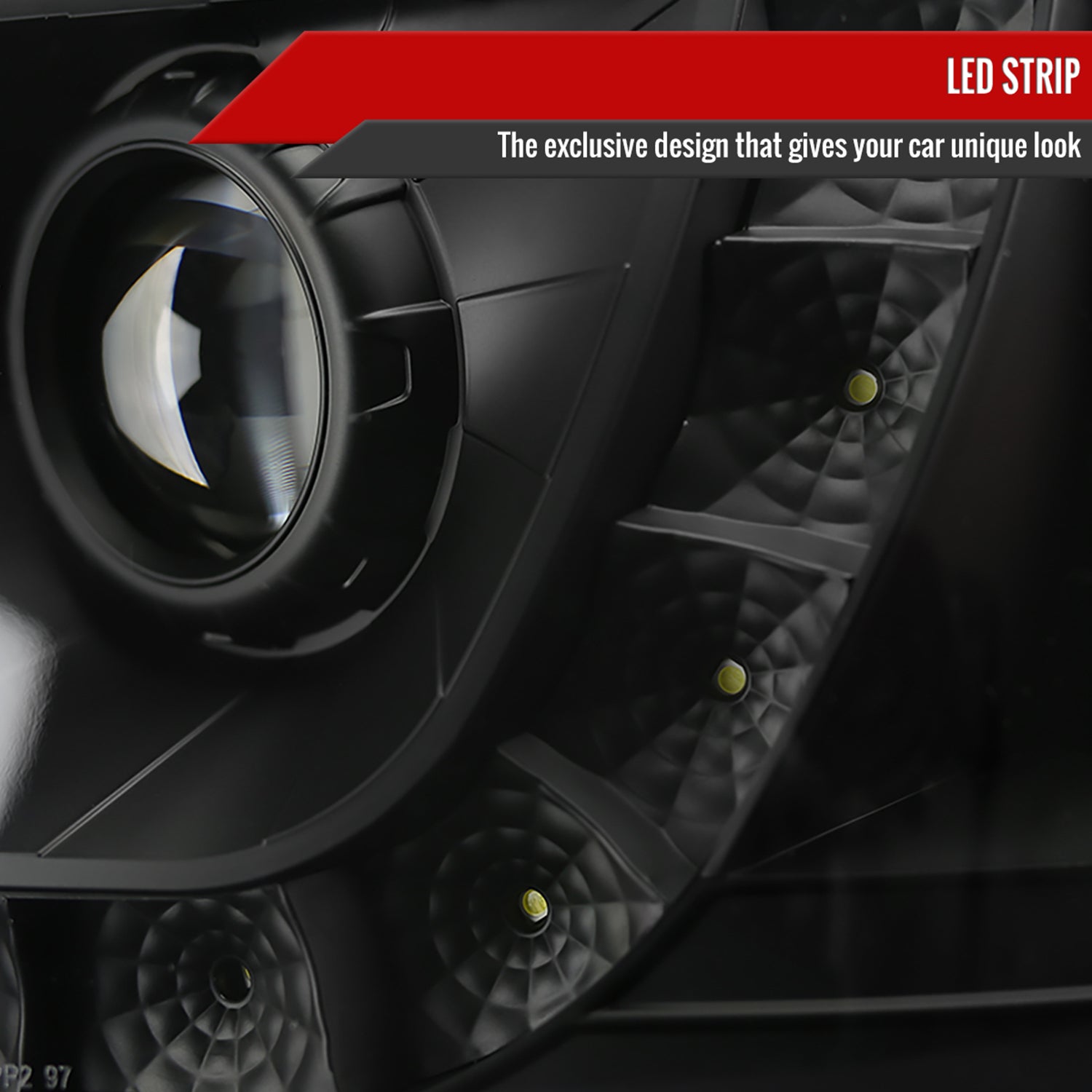 1997-2004 Ford F-150 / 1997-2002 Expedition Projector Headlights LED Light Black