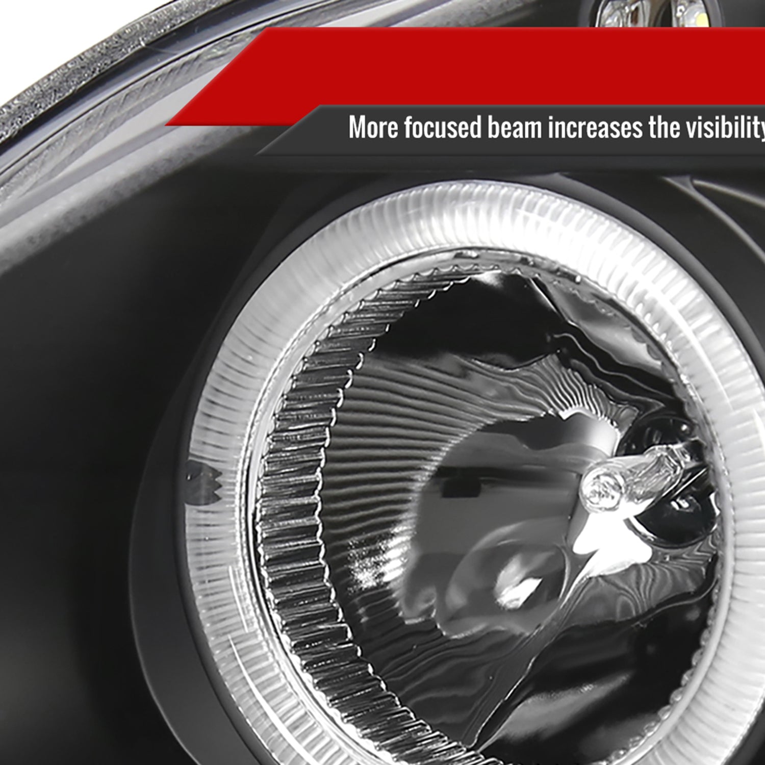 1999-2000 Honda Civic Dual Halo Projector Headlights Matte Black/Clear Lens