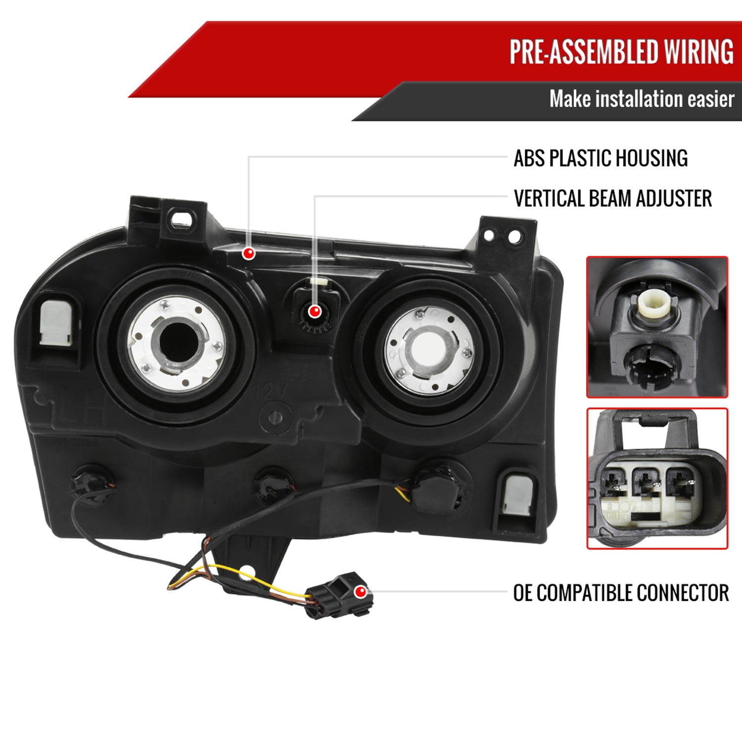 2005-2010 Chrysler 300 Factory Style Headlights Chrome Housing/Clear Lens