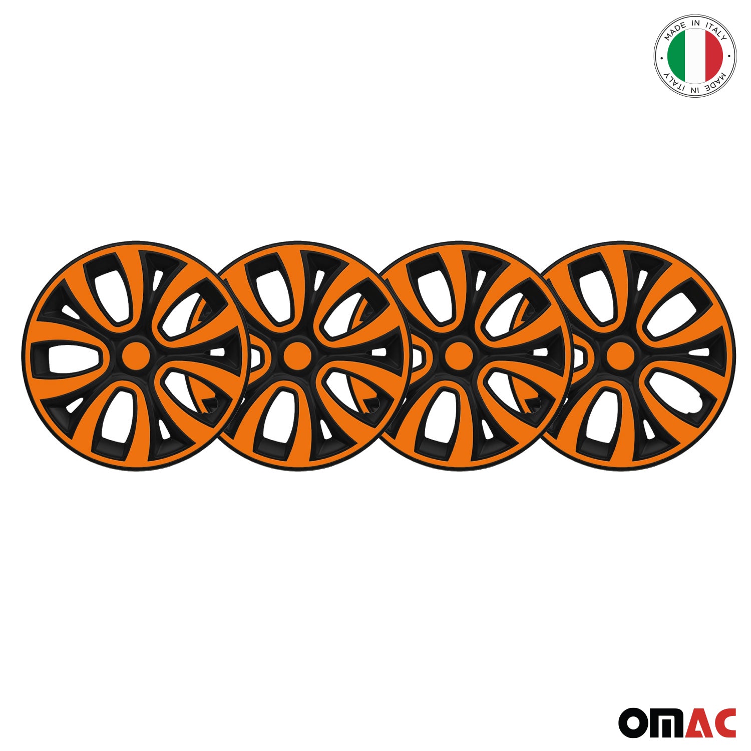 ColorFlex Hub Caps Wheel Cover 15" Black Matt & Orange Full Set 4 pcs.
