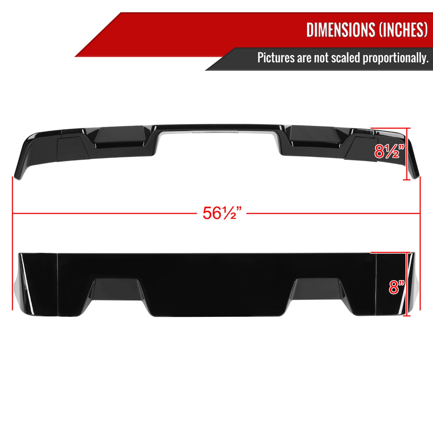 2008-2014 GMC Sierra 2500HD Rear Roof Glossy Black Truck Spoiler Wing Kit