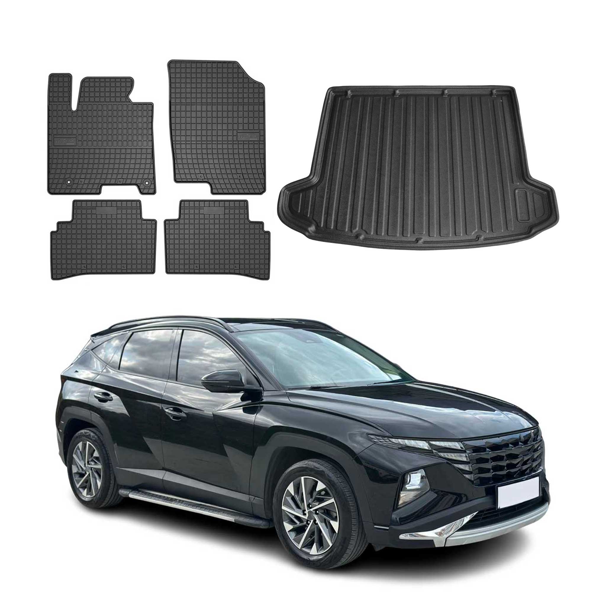 2022-2026 Hyundai Tucson 4.gen Floor Mats & Cargo Liner Full Set All Weather Black
