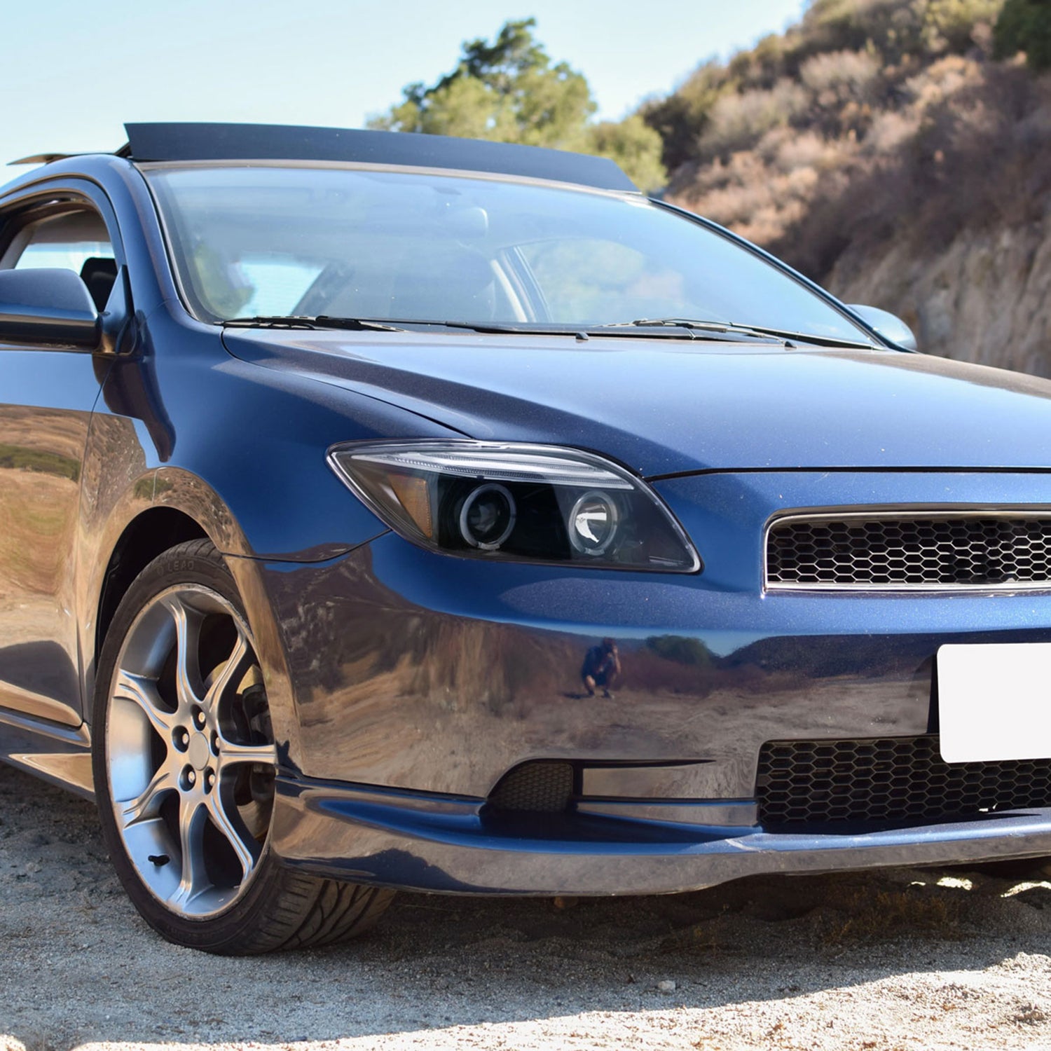 2005-2010 Scion tC Dual Halo Projector Headlights Jet Black/Clear Lens