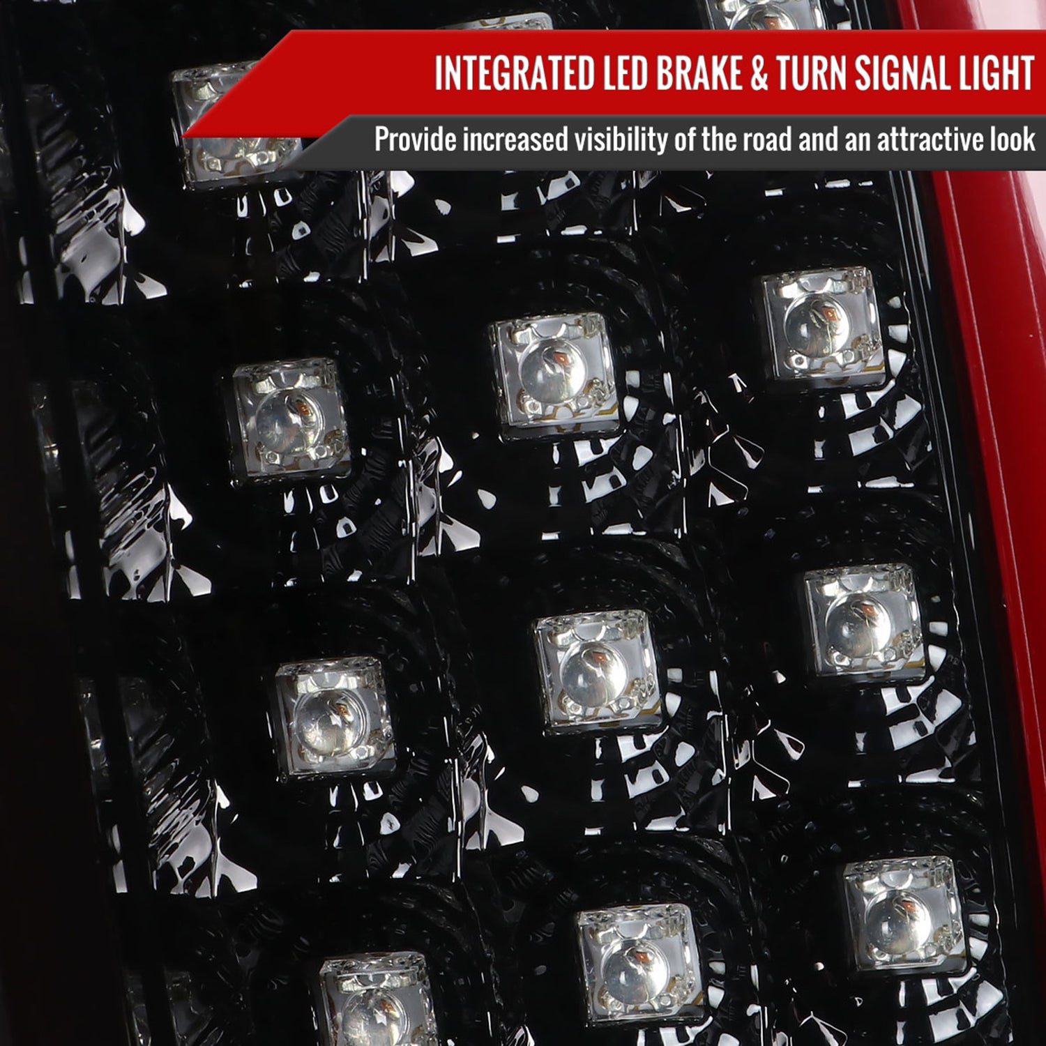 2007-2009 Dodge RAM 1500/2500/3500 Red C-Bar LED Tail Lights Jet Black/Clear