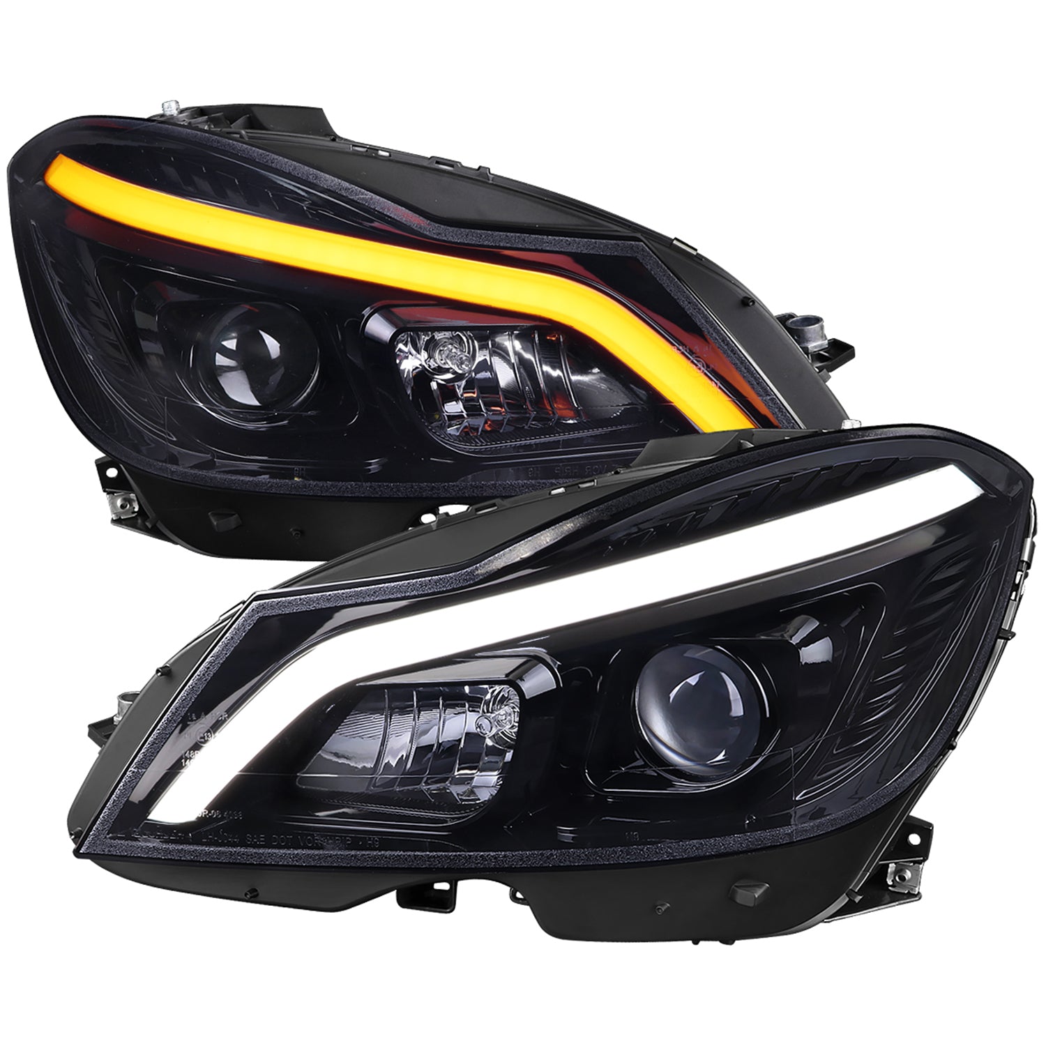 2012-2014 Mercedes-Benz W204 C-Class LED Bar Projector Headlights Smoke