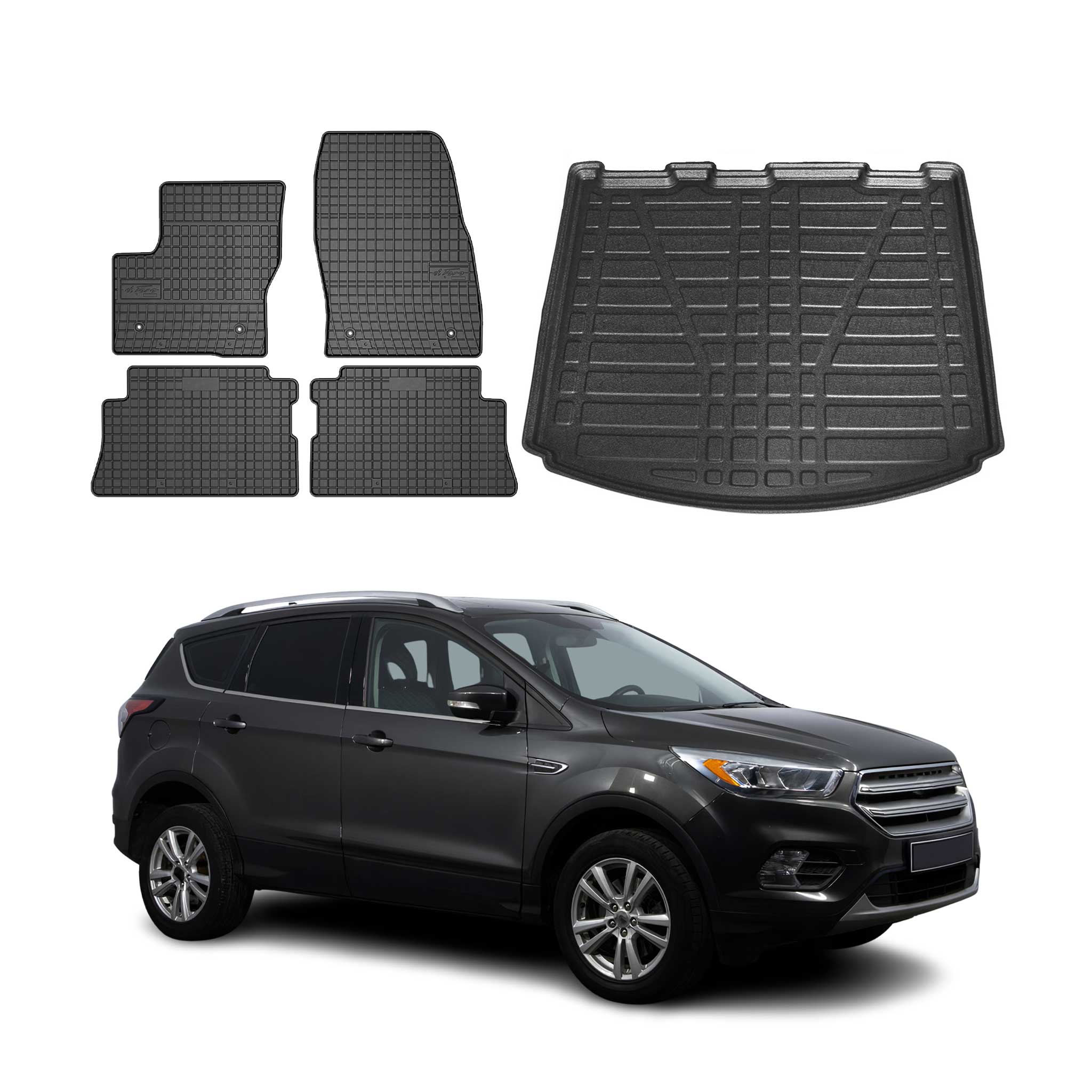 2013-2019 Ford Escape Floor Mats & Cargo Liner Full Set All Weather Black