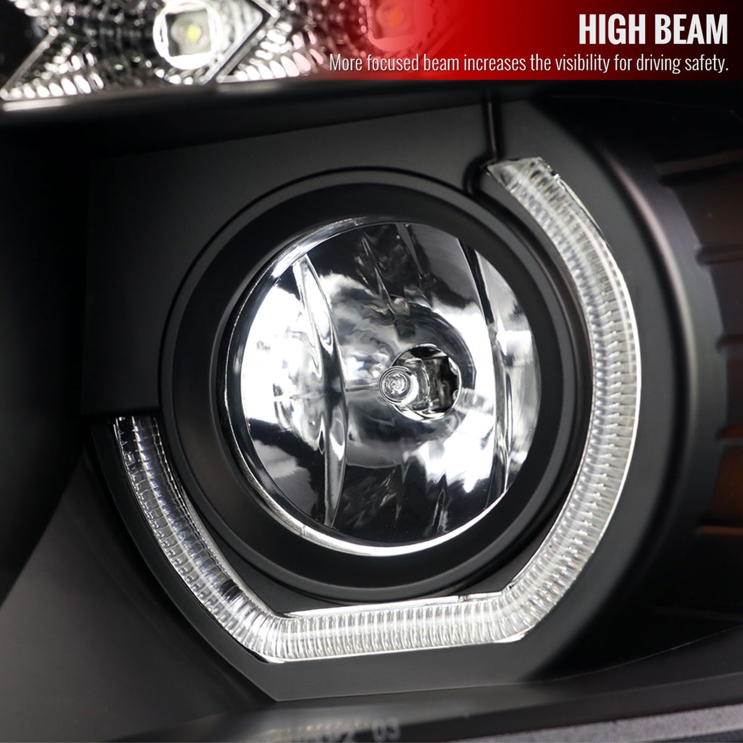 2007-2013 Chevy Silverado 1500 2500HD 3500HD Dual U-Ring Headlights LED Black