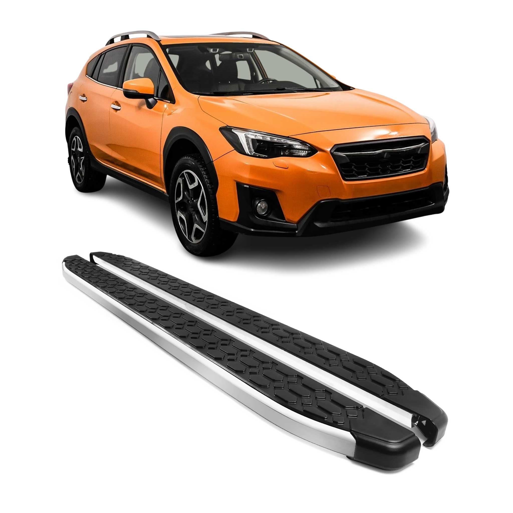 2013-2015 Subaru XV Crosstrek Running Boards Side Steps Silver & Black