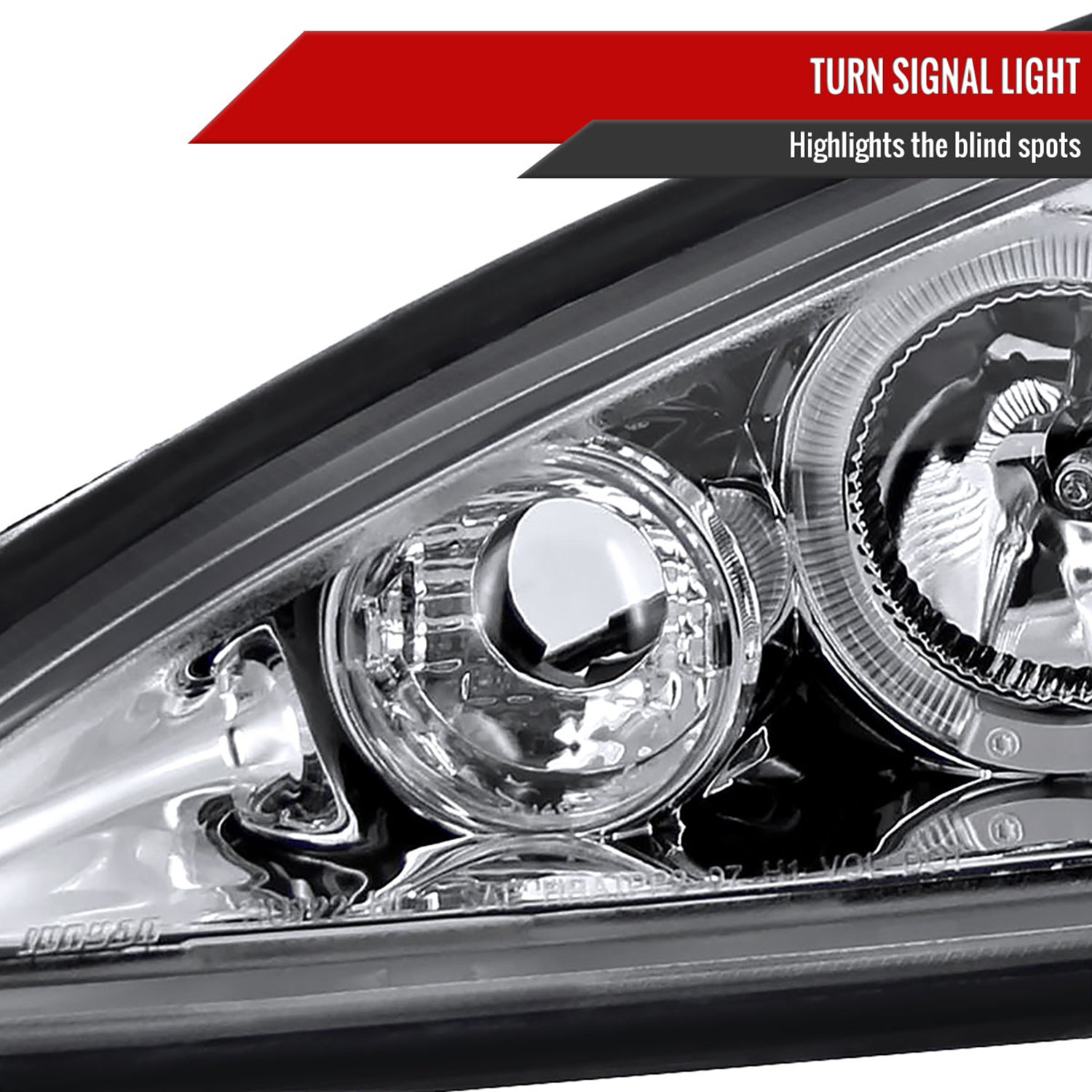 1999-2005 Pontiac Grand AM Dual Halo Projector Headlights Chrome/Clear Lens