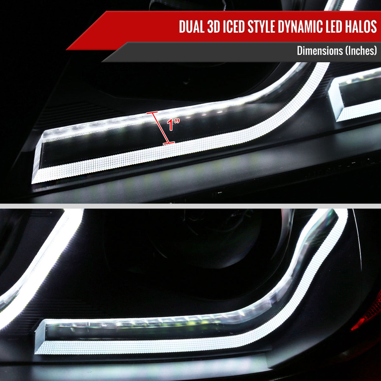 2006-2011 BMW E90 3 Series Sedan 3D Iced LED Dual Projector Headlights Black