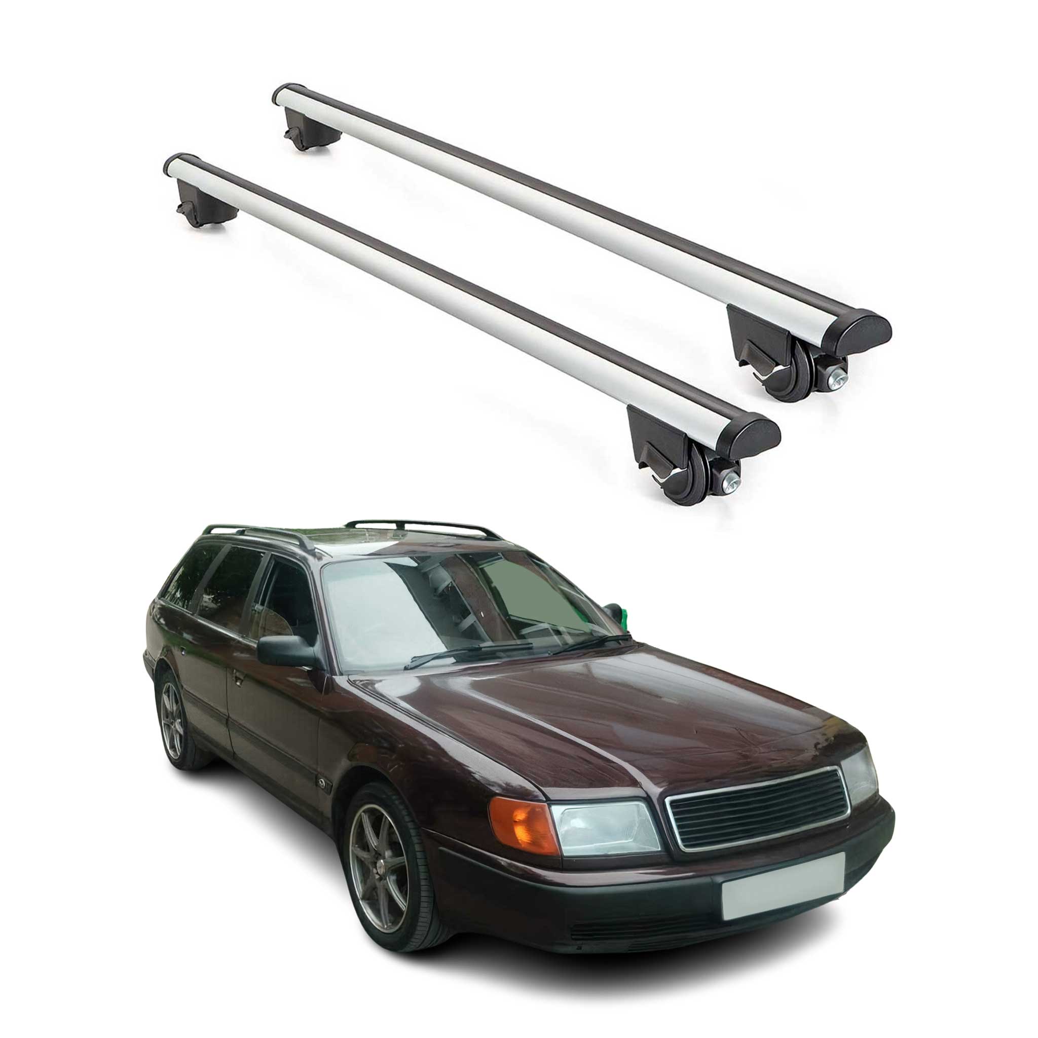 1989-1994 Audi 100 Avant Roof Rack Cross Bars Silver