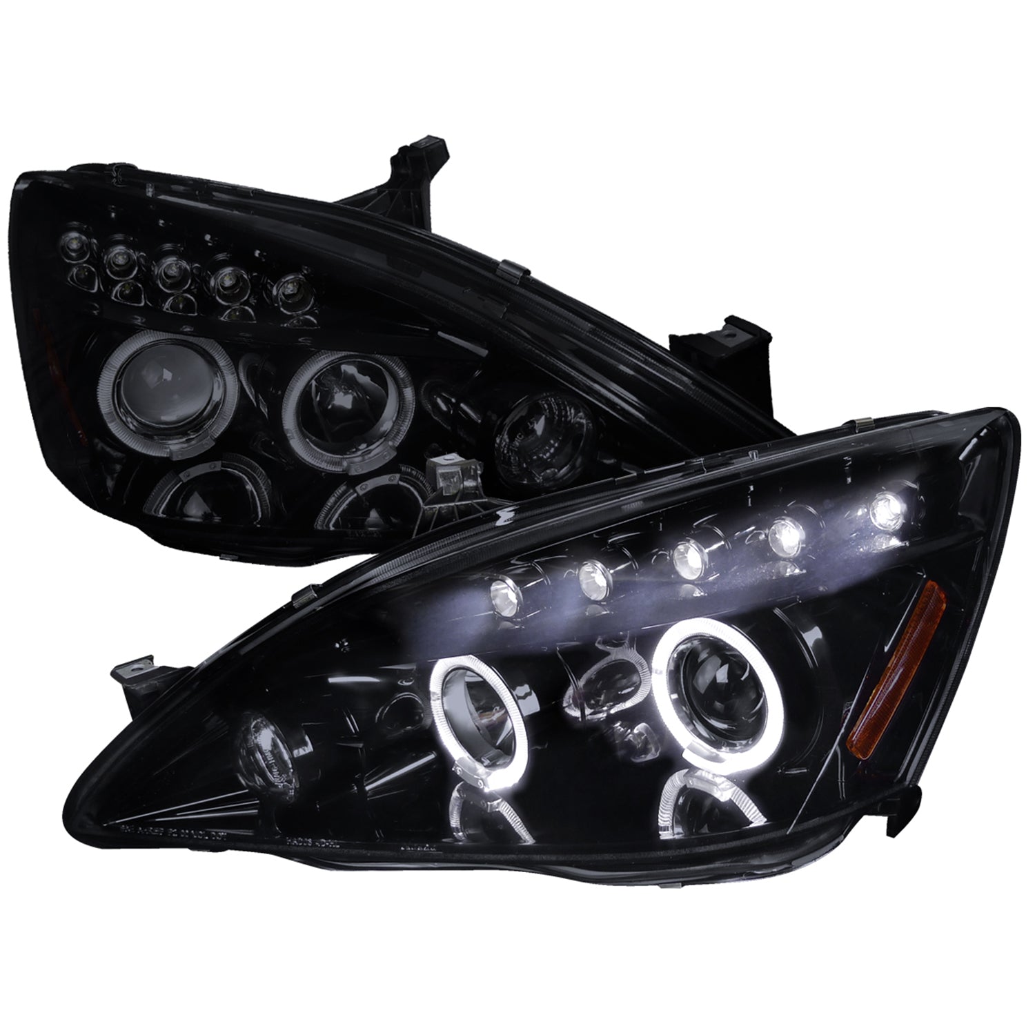 2003-2007 Honda Accord Dual Halo Projector Headlights Glossy Black/Smoke Lens