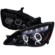 2003-2007 Honda Accord Dual Halo Projector Headlights Glossy Black/Smoke Lens
