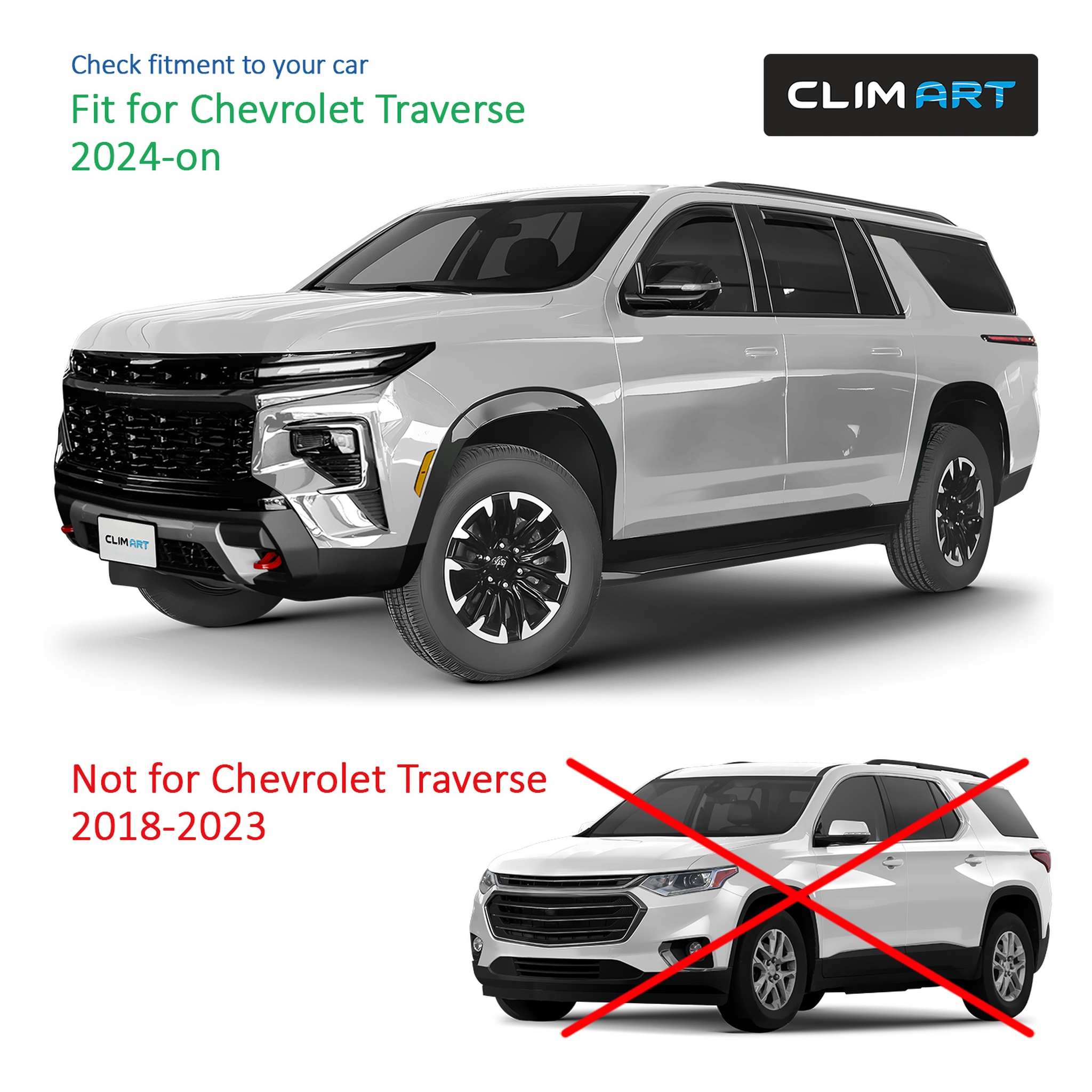 Clim Art Wind Deflectors for Chevrolet Traverse 2024-2026 Dark Smoke 4Pcs
