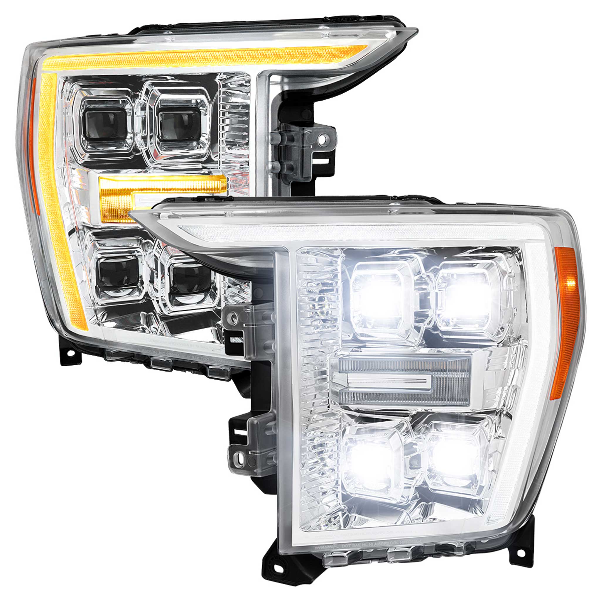 For Ford F-150 2021-2023 Full LED Headlights Sequential DRL Chrome Housing Clear Lens Factory Fit