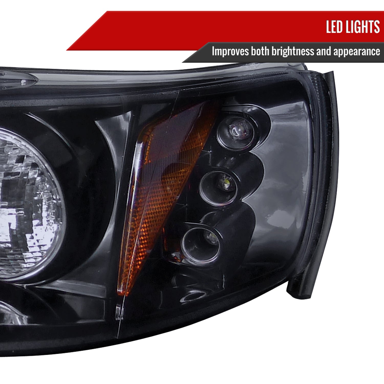 1994-1997 Honda Accord Dual Halo Projector Headlights Glossy Black/Smoke Lens