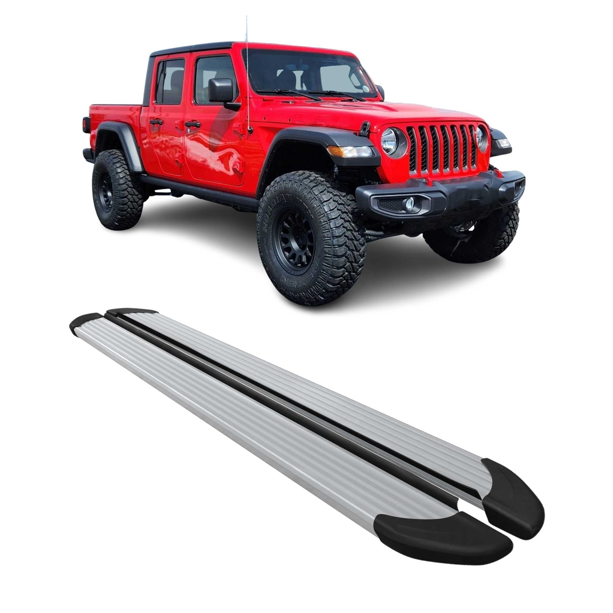2020-2025 Jeep Gladiator Crew Cab Nerf Bar Side Step Running Boards Alu 2x