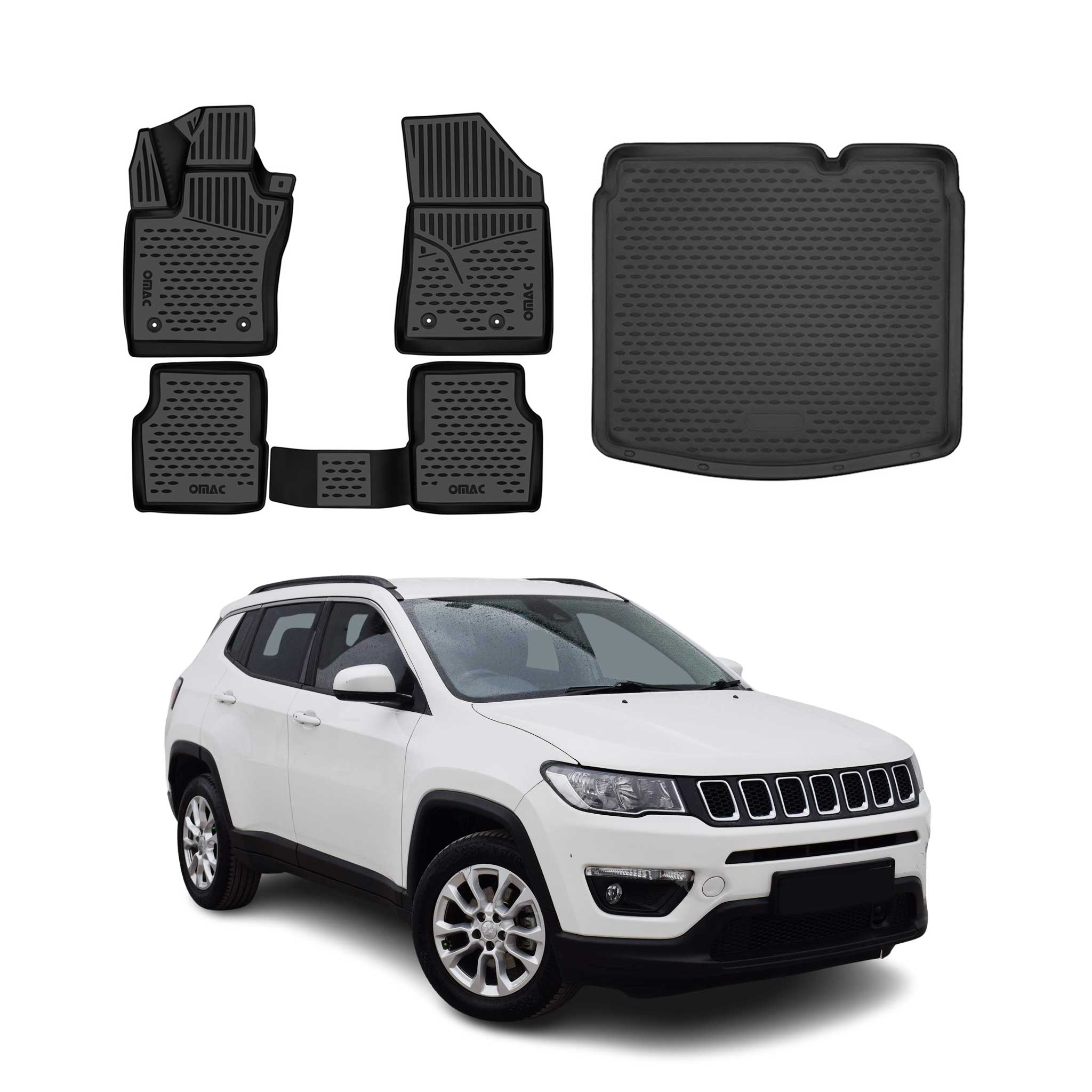 2017-2025 Jeep Compass Floor Mats & Cargo Liner Full Set All Weather Black