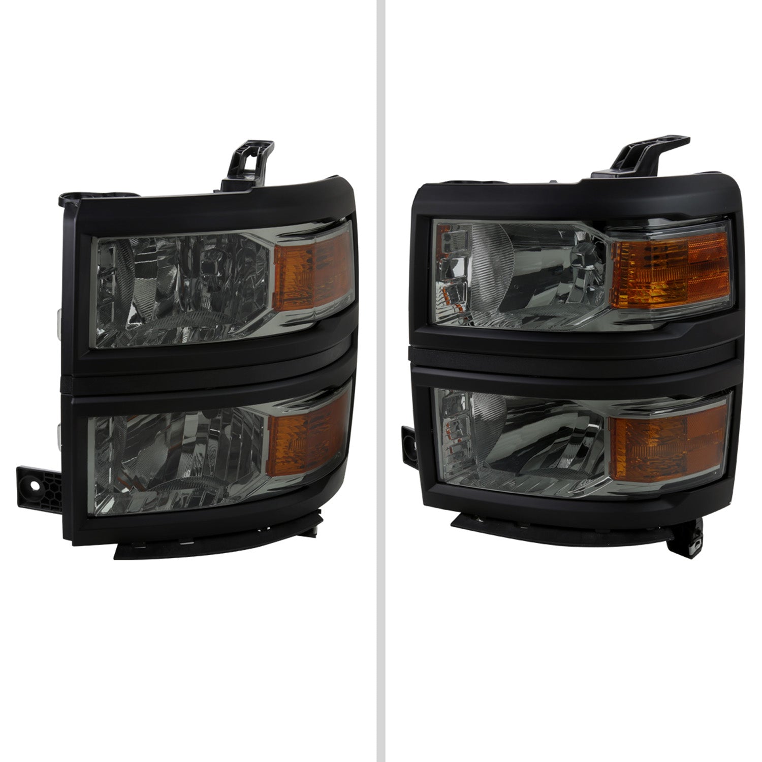 2014-2015 Chevy Silverado 1500 Factory Headlights Black Chrome/Light Smoke