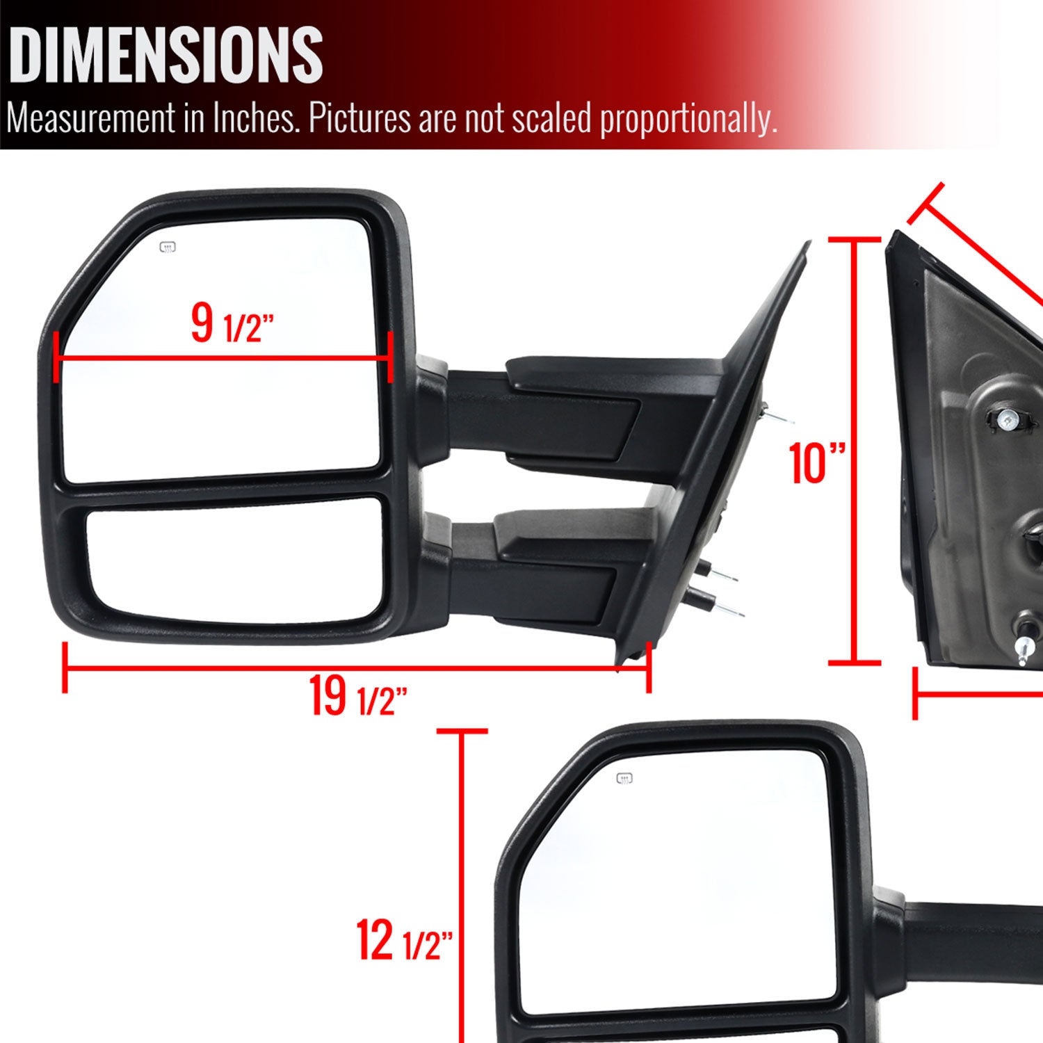 2004-2006 Ford F-150 Heated Towing Mirrors Clear Lens LED Turn Signal Lights