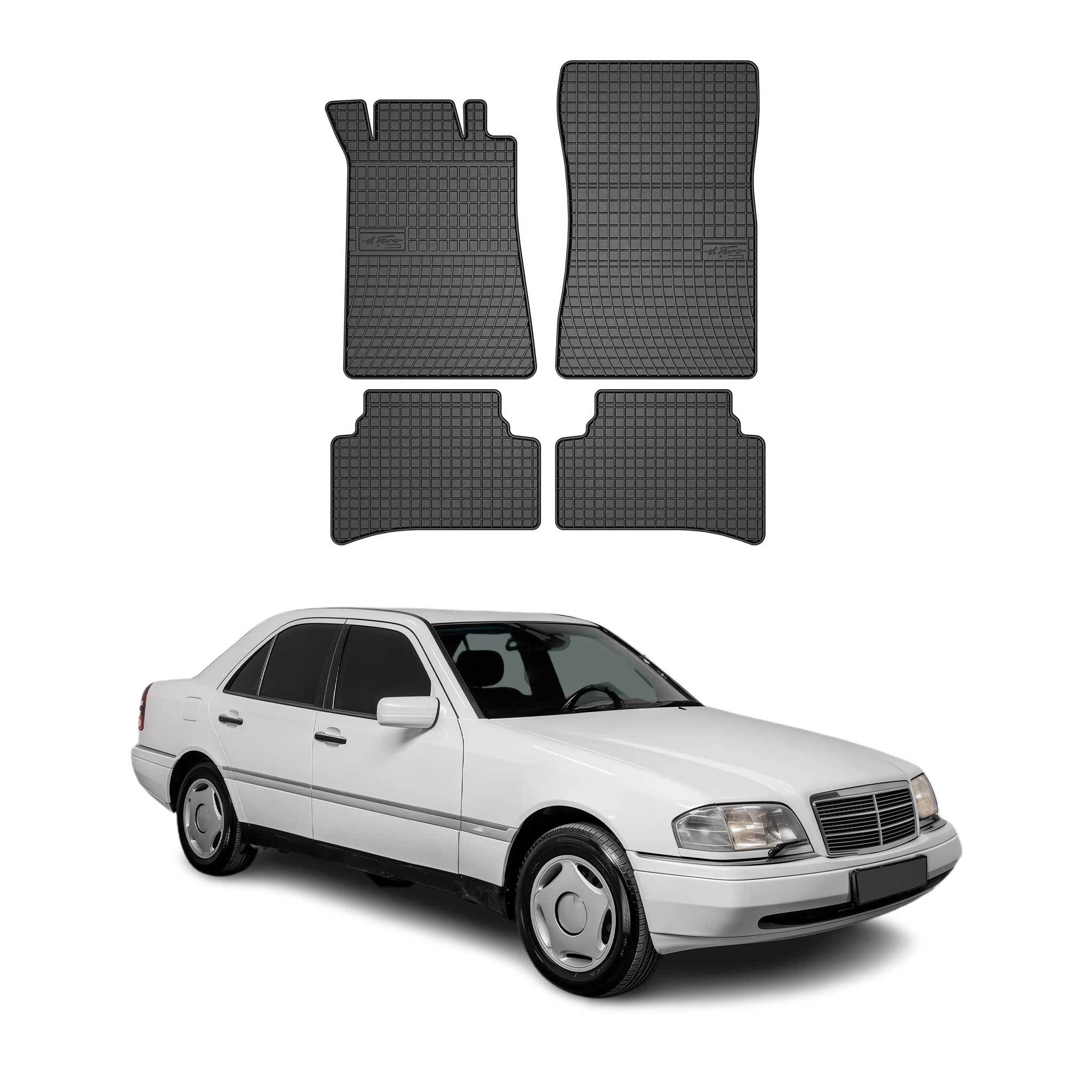 1995-2000 Mercedes C Class W202 Floor Mats Liners Full Set All Weather Rubber Black