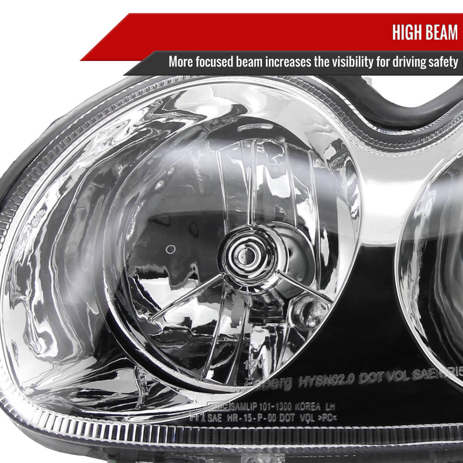 2002-2005 Hyundai Sonata Projector Headlights Chrome Housing/Clear Lens
