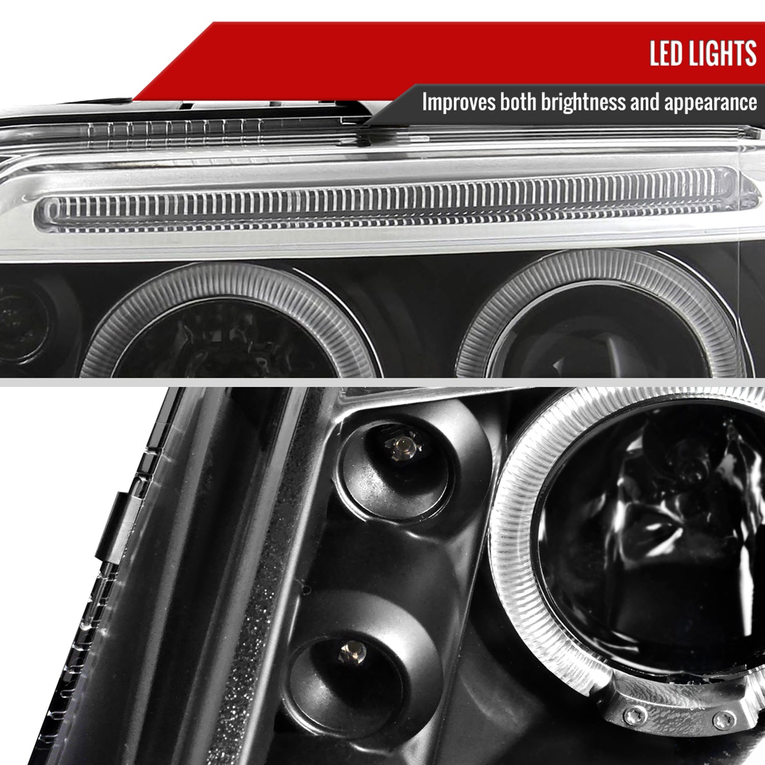 2001-2005 VW Passat Dual Halo Projector Headlights Matte Black/Clear Lens