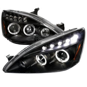 2003-2007 Honda Accord Dual Halo Projector Headlights Matte Black/Clear Lens