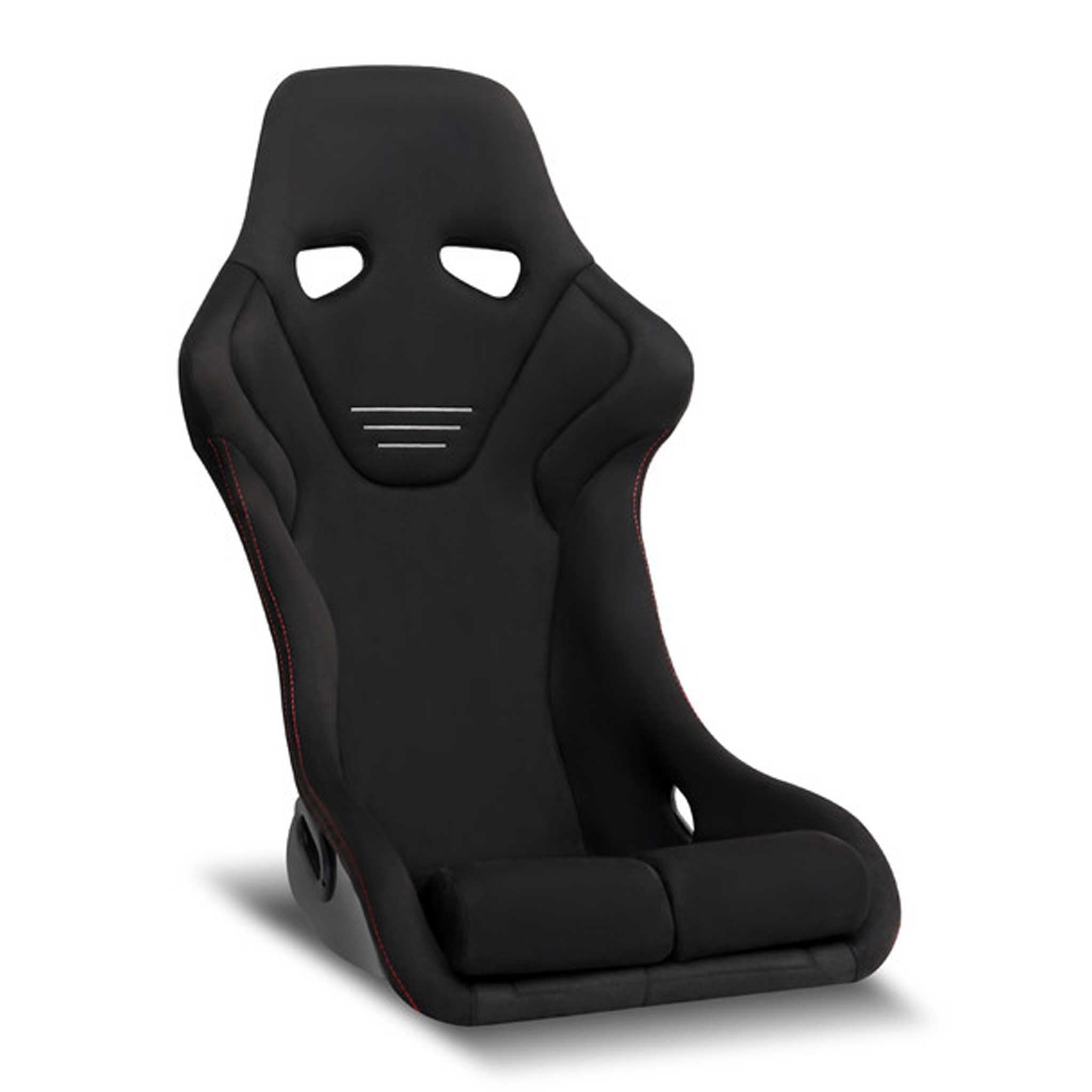 Universal Bucket Racing Seat Fiber Glass Black Suede Double Red Stitch