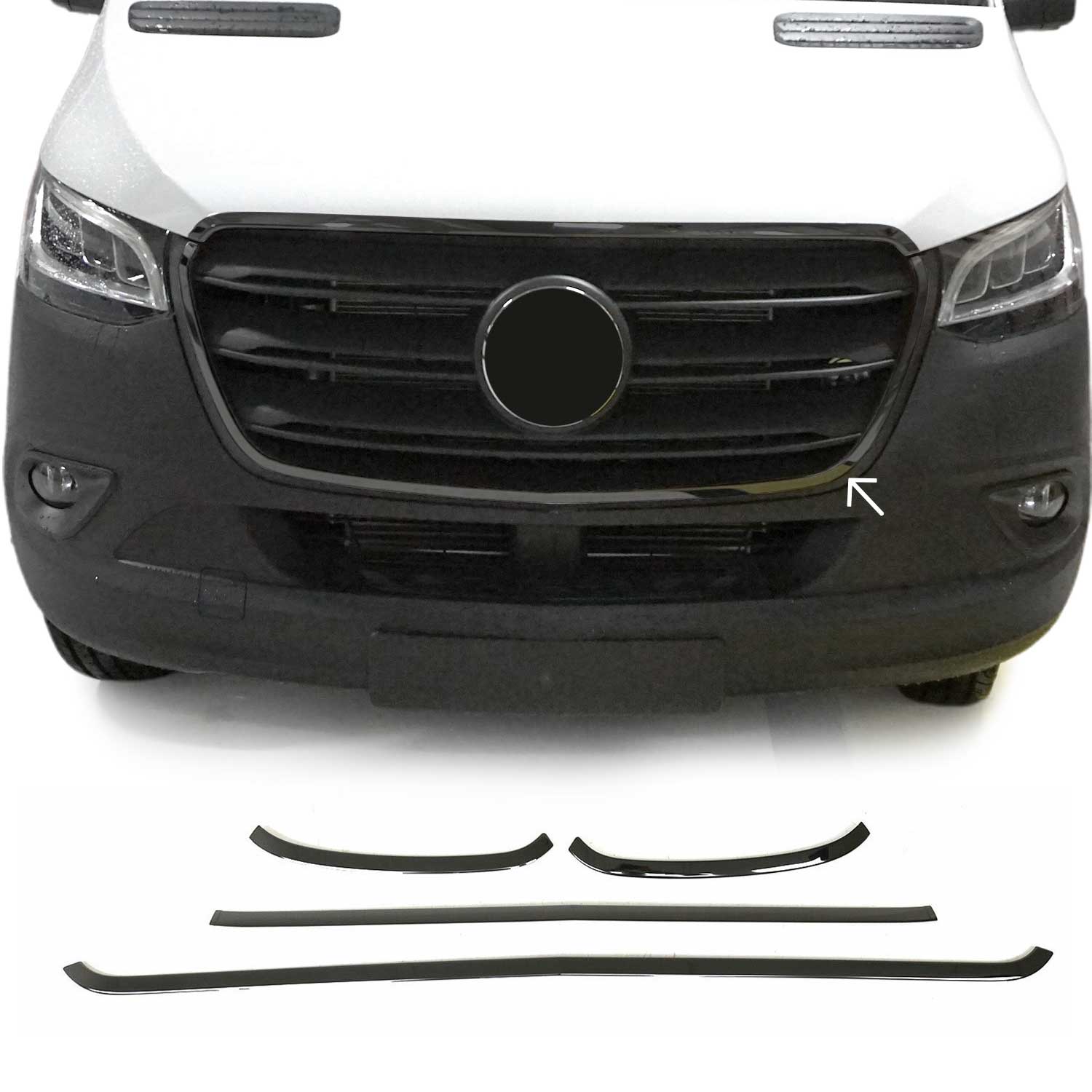 2019-2025 Mercedes Sprinter W907 910 Front Bumper Grill Trim Stainless Steel Dark 4x