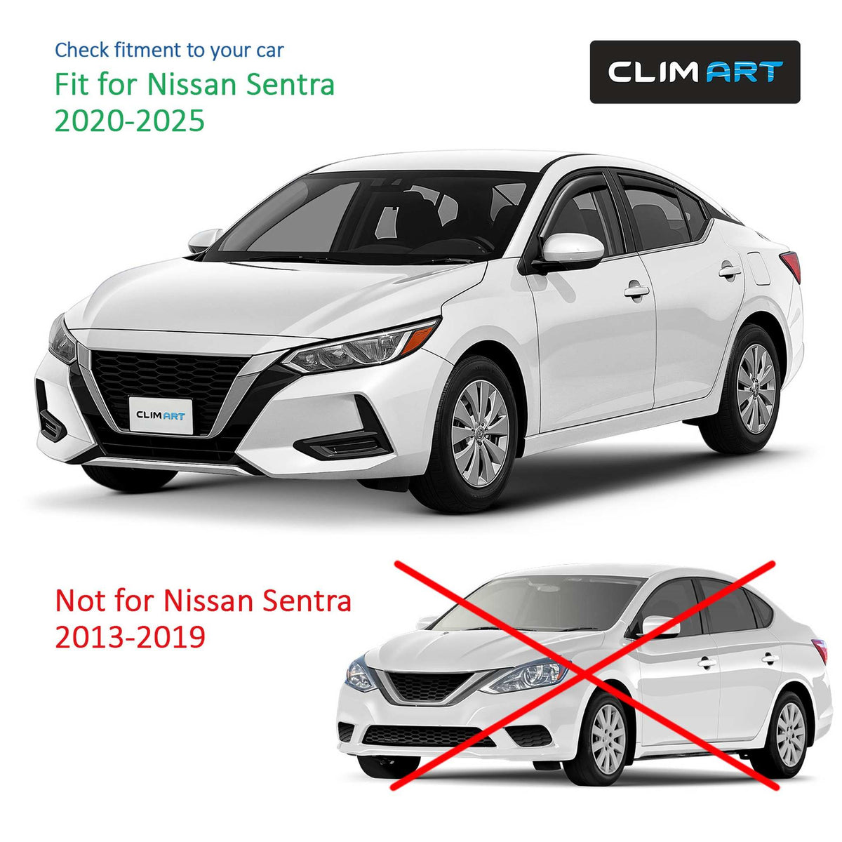Clim Art Wind Deflectors for Nissan Sentra 2020-2025 In-channel Dark Smoke 4Pcs